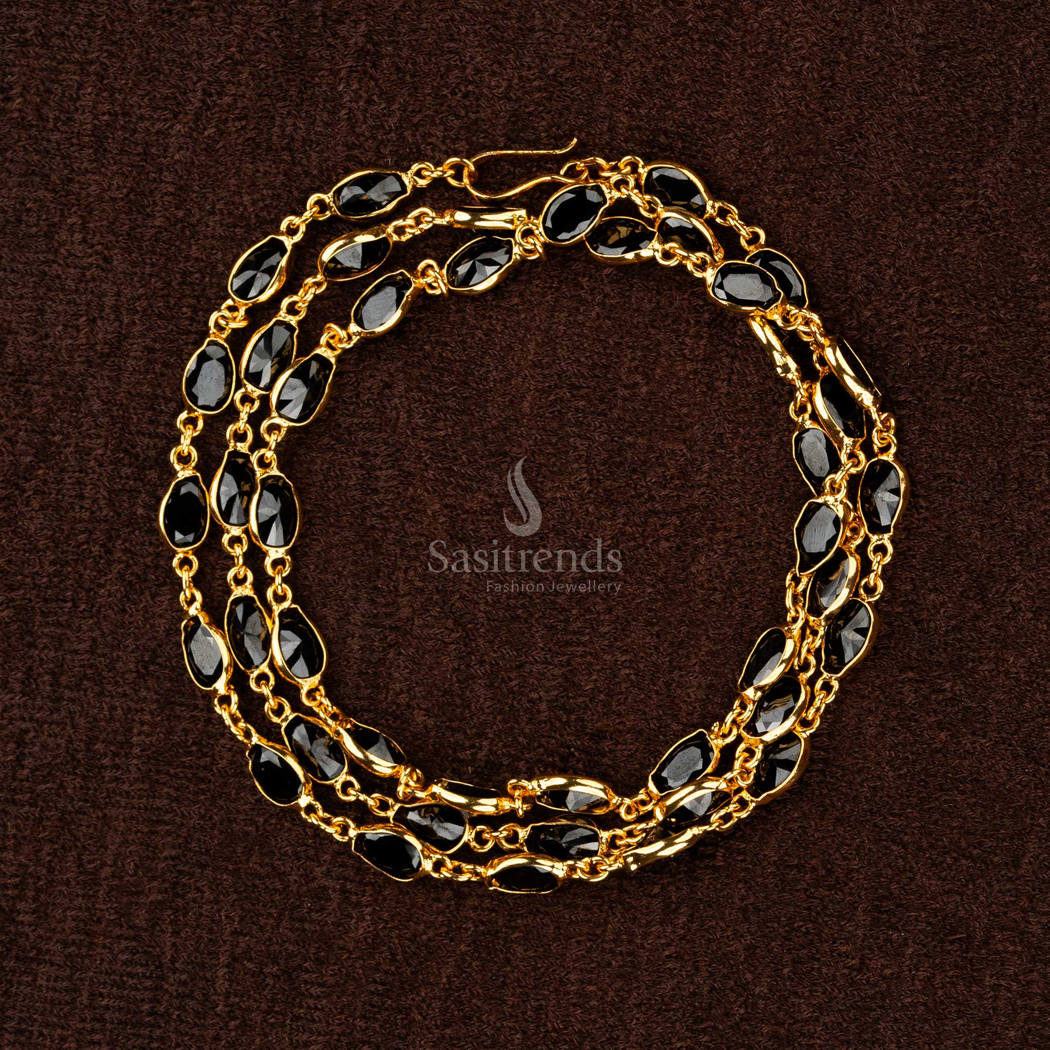 Traditional Elegant Micro Gold Plated Oval Designer Chain with Vibrant Stones - Sasitrends - Image 9