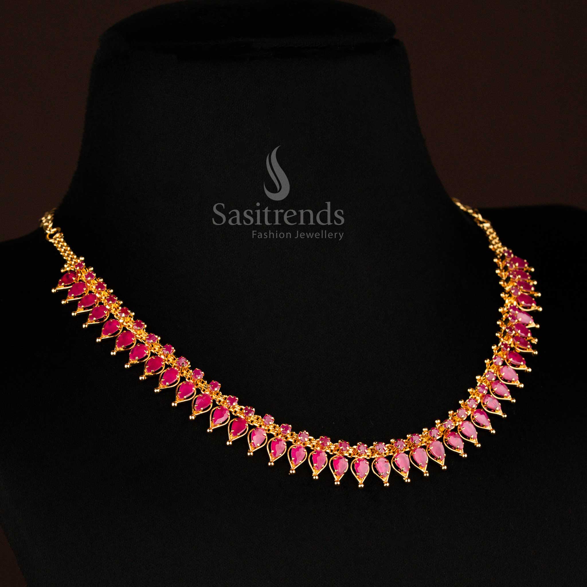 Elegant Micro Gold-Plated Necklace with Tilak Design Stones and American Diamond Embellishments - Sasitrends - Image 7