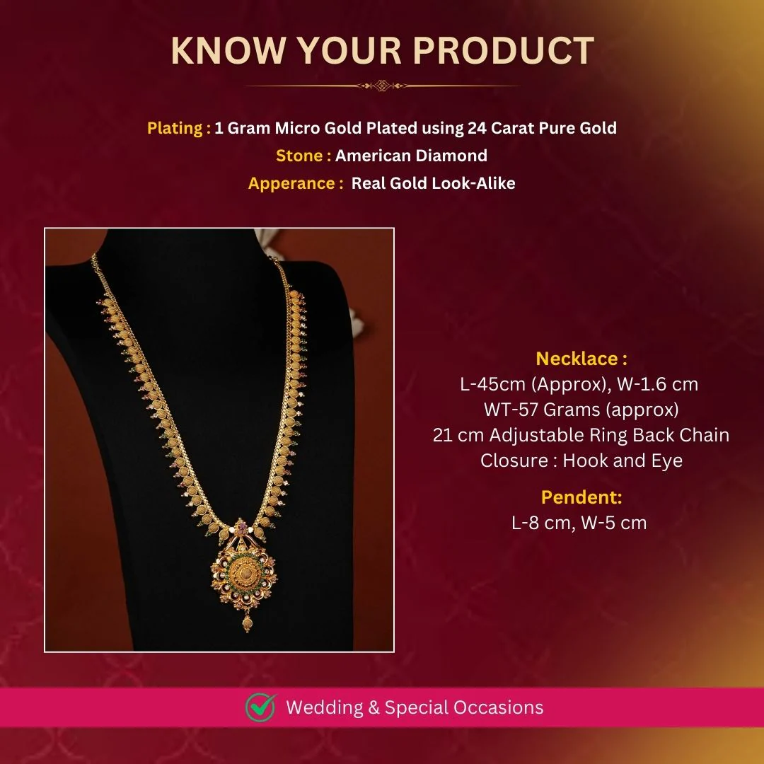 Elegant Micro Gold Plated Necklace with American Diamond Stones | Sasitrends - Image 4