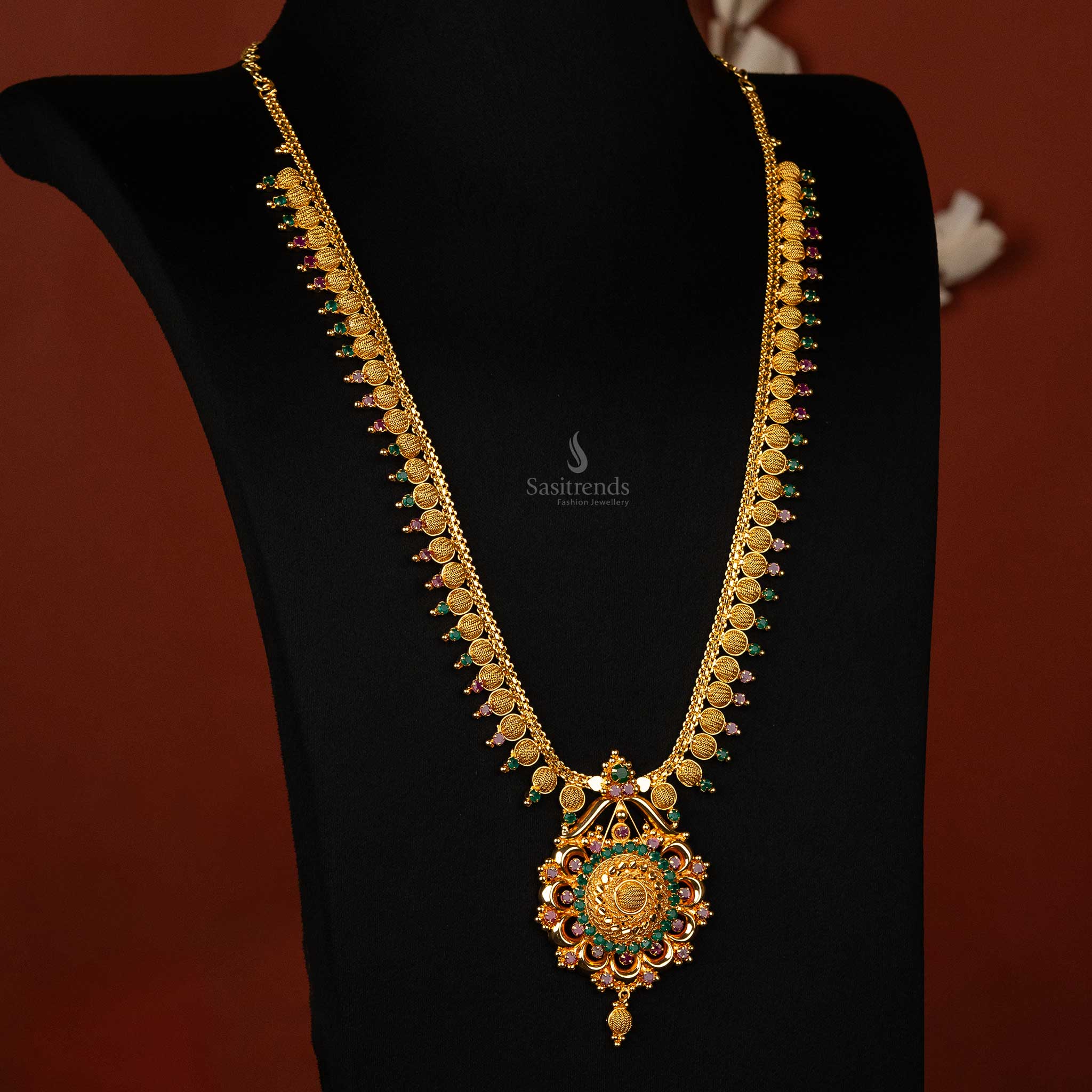 Elegant Micro Gold Plated Necklace with American Diamond Stones | Sasitrends - Image 5