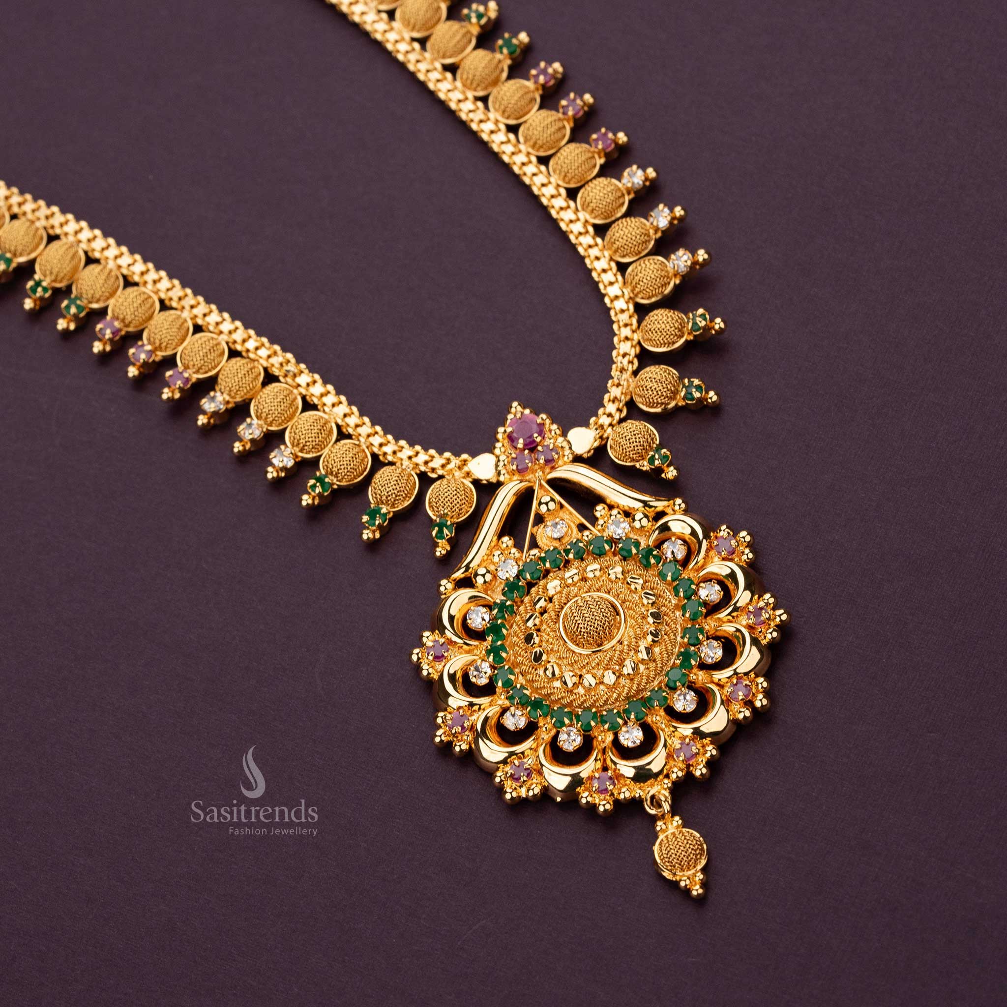 Elegant Micro Gold Plated Necklace with American Diamond Stones | Sasitrends - Image 7