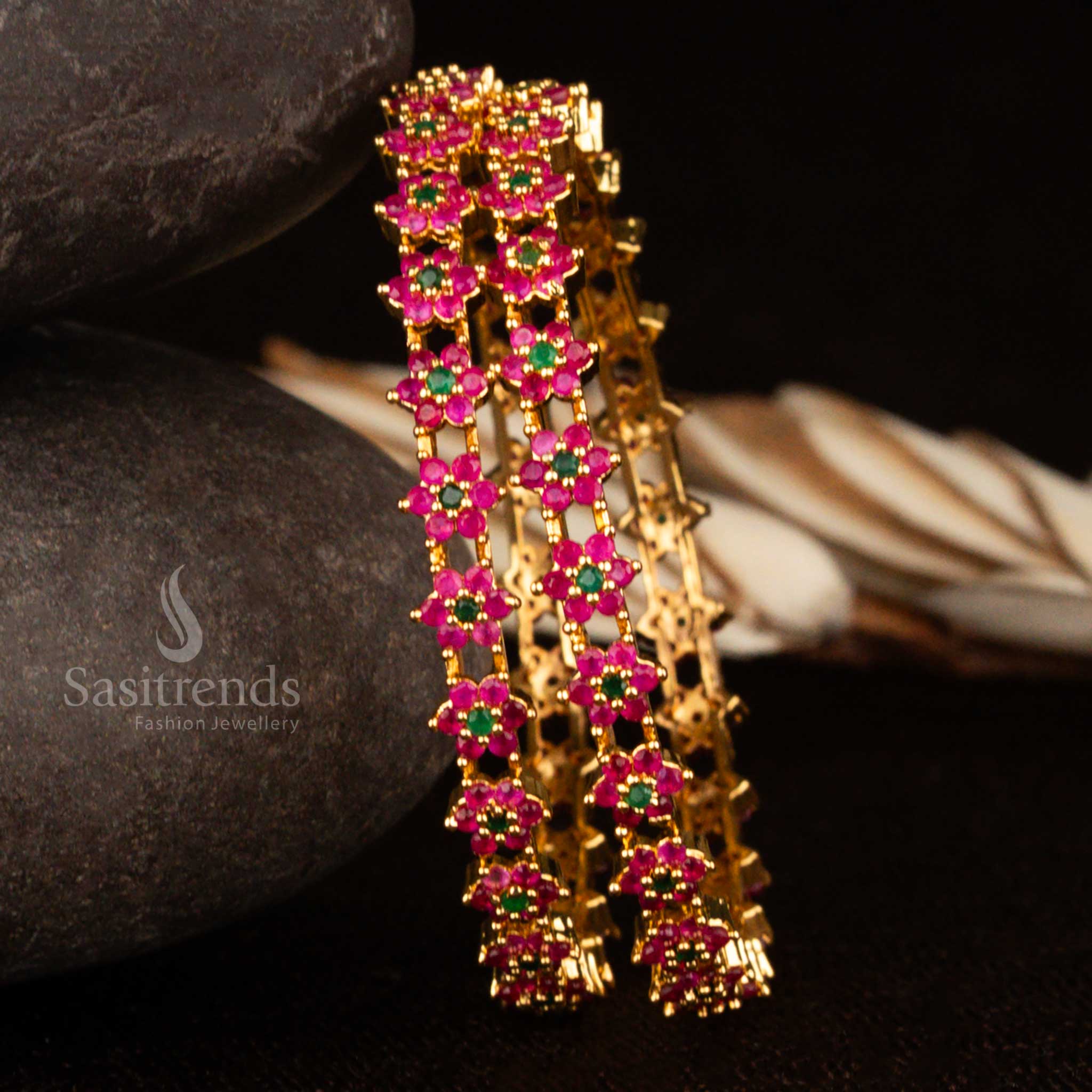 Exclusive Micro Gold Plated American Diamond Stone Bangles - Sasitrends - Image 14