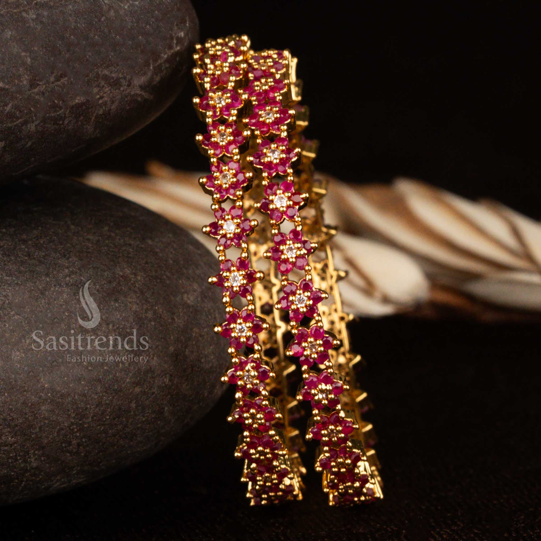 Exclusive Micro Gold Plated American Diamond Stone Bangles - Sasitrends - Image 15