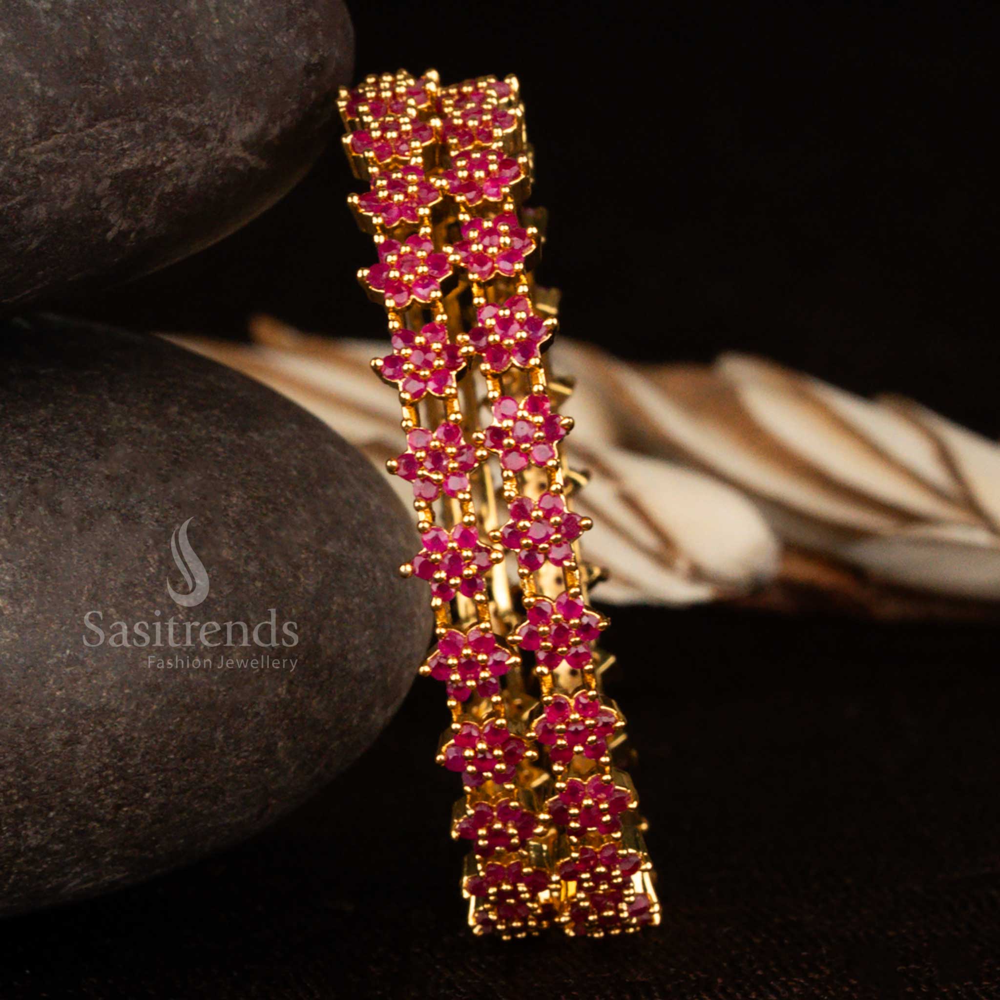 Exclusive Micro Gold Plated American Diamond Stone Bangles - Sasitrends - Image 16