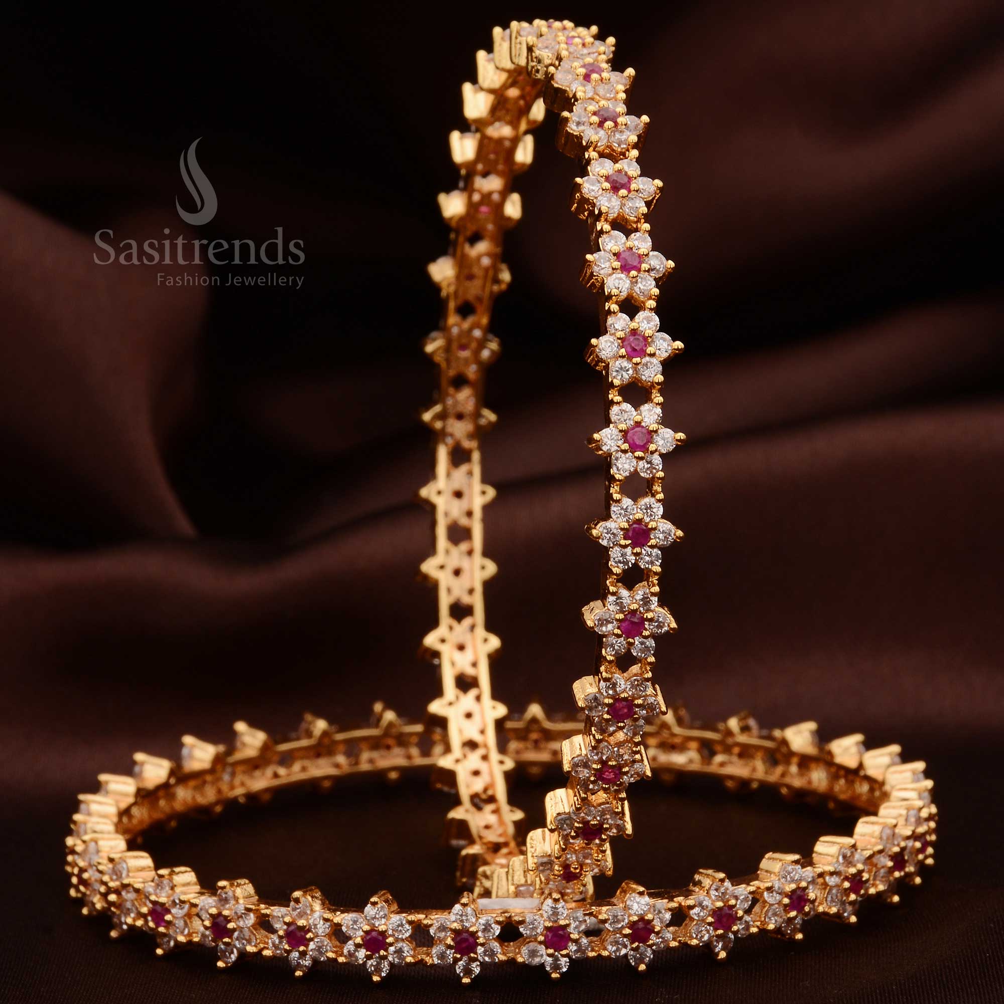 Exclusive Micro Gold Plated American Diamond Stone Bangles - Sasitrends - Image 17