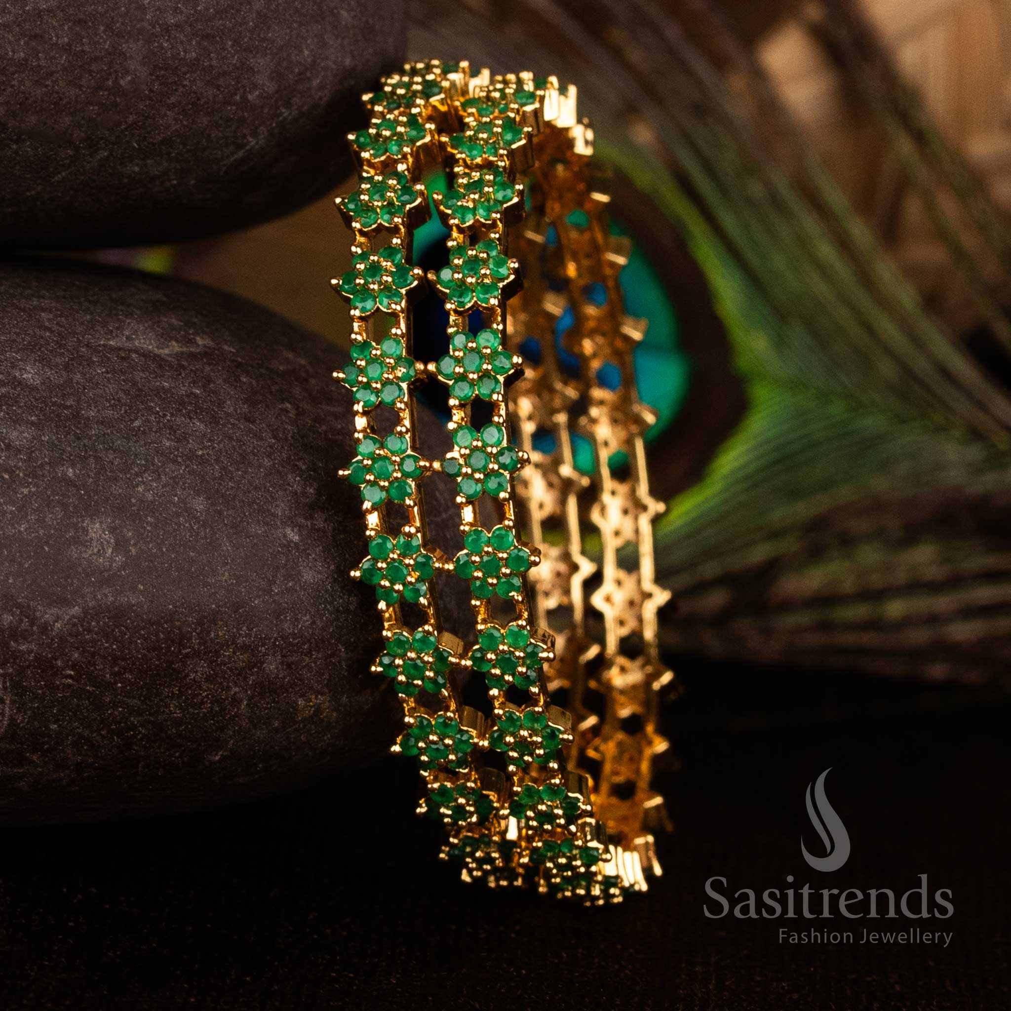 Exclusive Micro Gold Plated American Diamond Stone Bangles - Sasitrends - Image 18