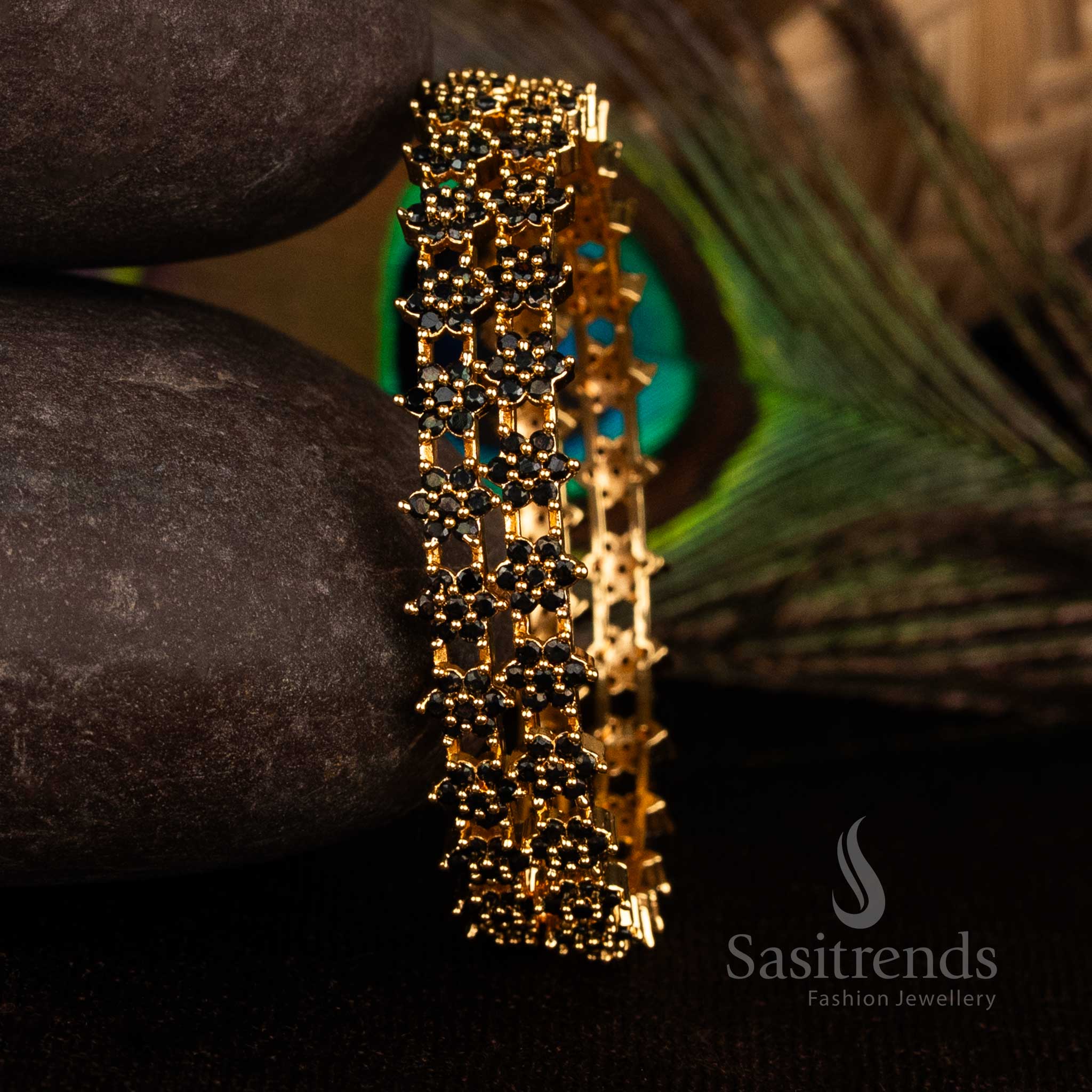 Exclusive Micro Gold Plated American Diamond Stone Bangles - Sasitrends - Image 19