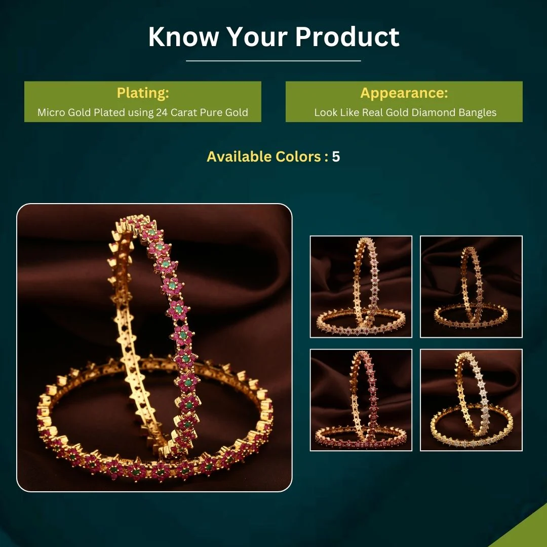 Exclusive Micro Gold Plated American Diamond Stone Bangles - Sasitrends - Image 3