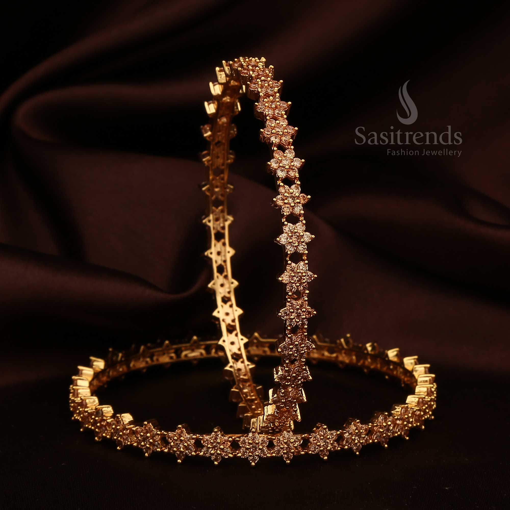 Exclusive Micro Gold Plated American Diamond Stone Bangles - Sasitrends - Image 7