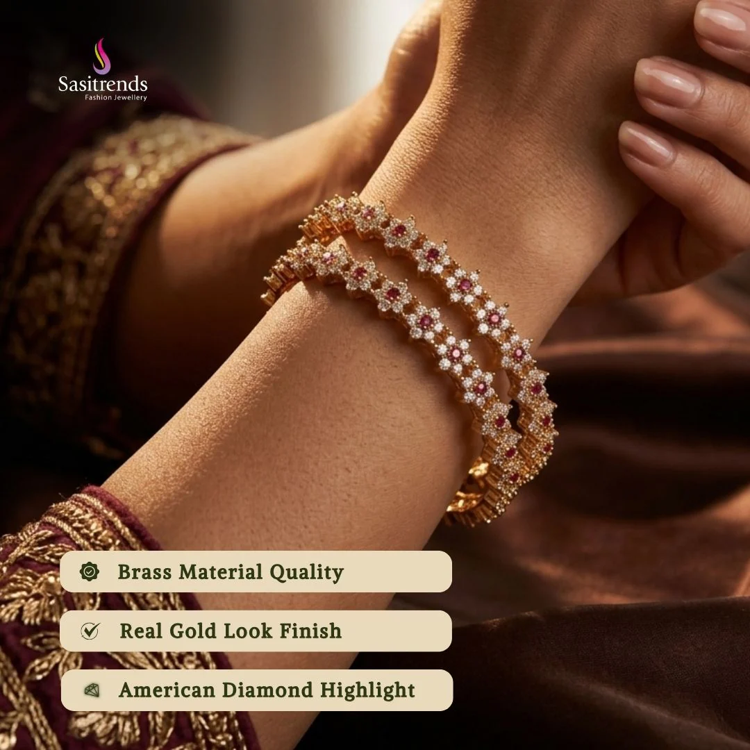 Exclusive Micro Gold Plated American Diamond Stone Bangles - Sasitrends - Image 8