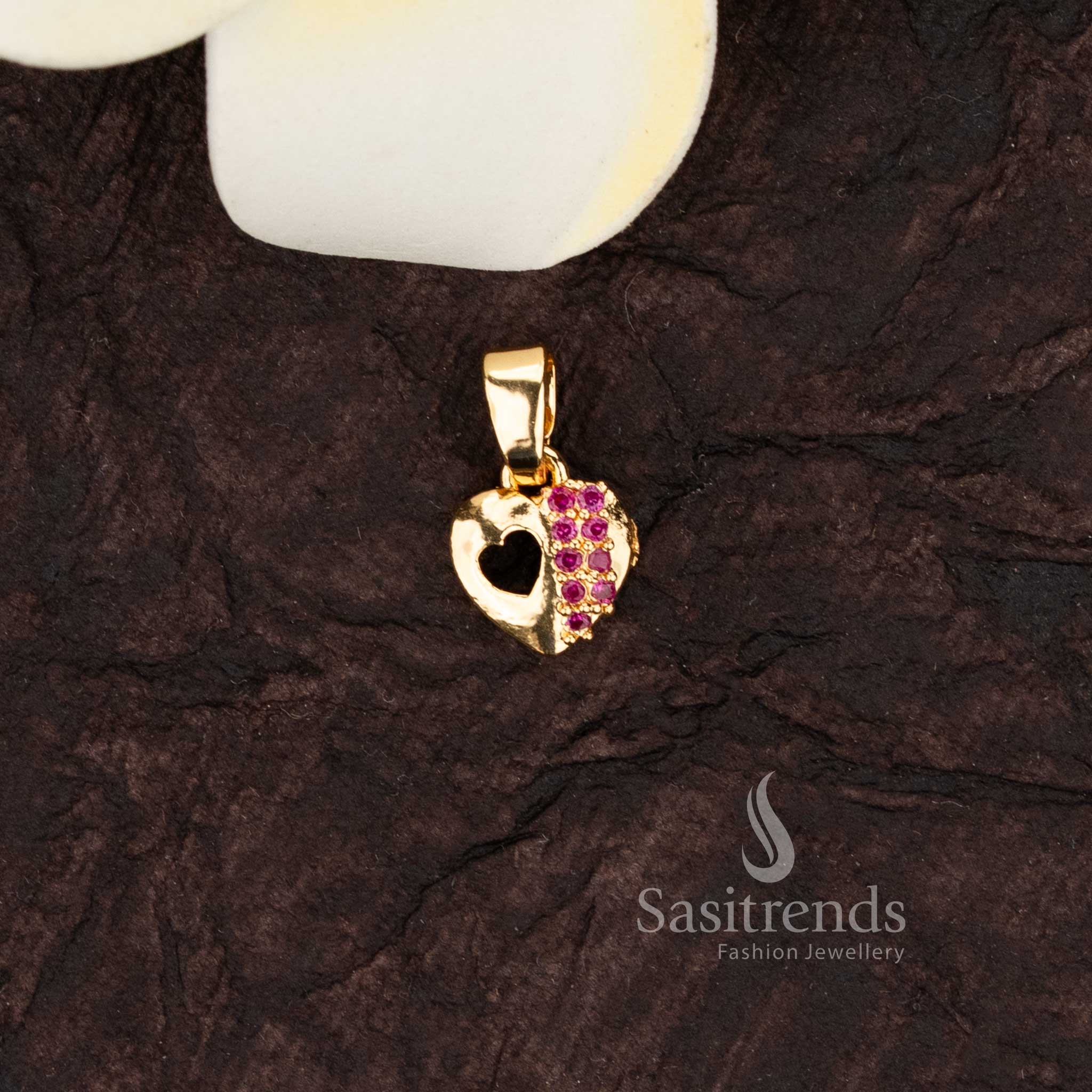 Exquisite 24K Micro Gold Plated American Diamond Circle, Heart, and Oval Designer Pendants - Image 9