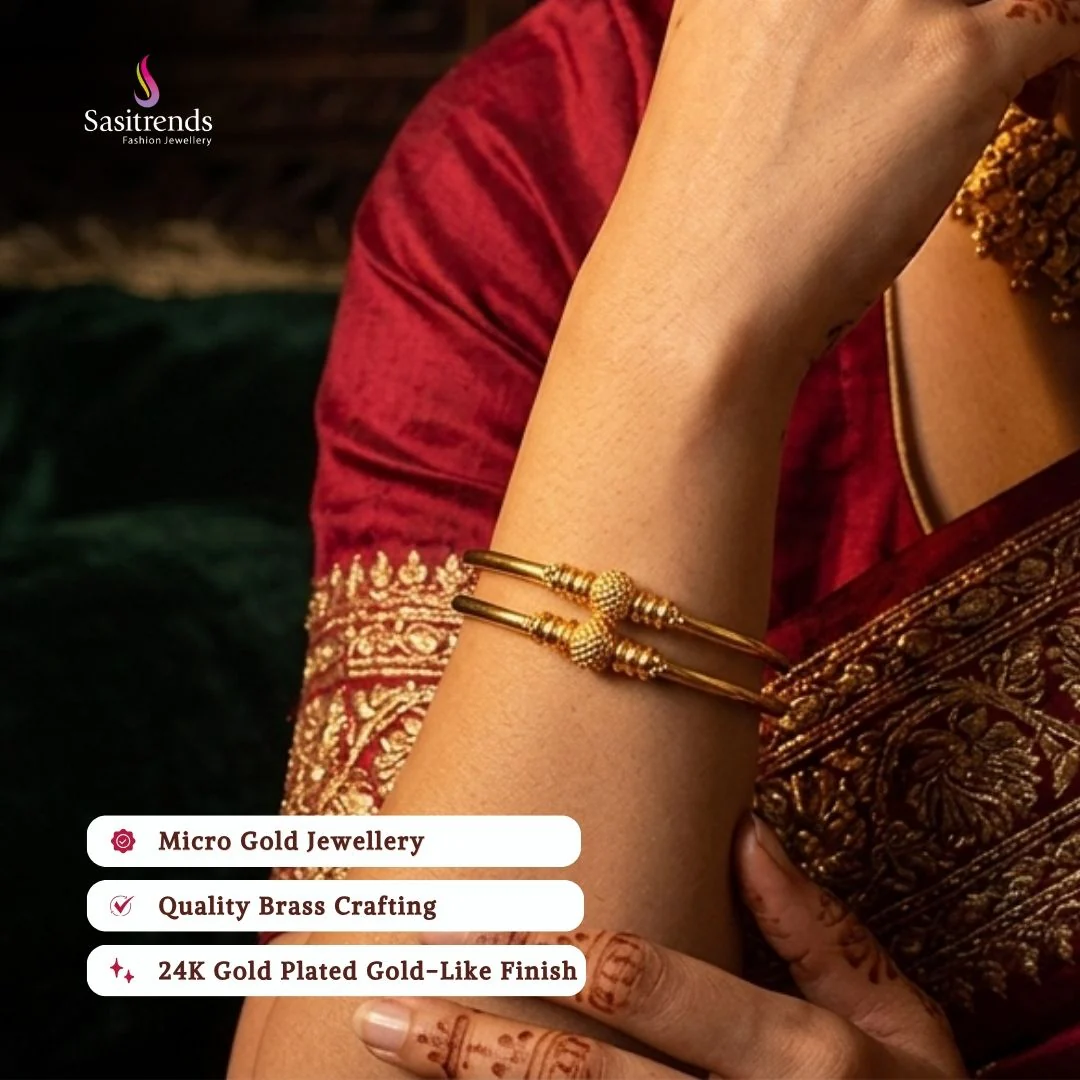 Buy Exquisite Kappu Plain Bangles Pair - Micro Gold Plated Elegance - Image 2