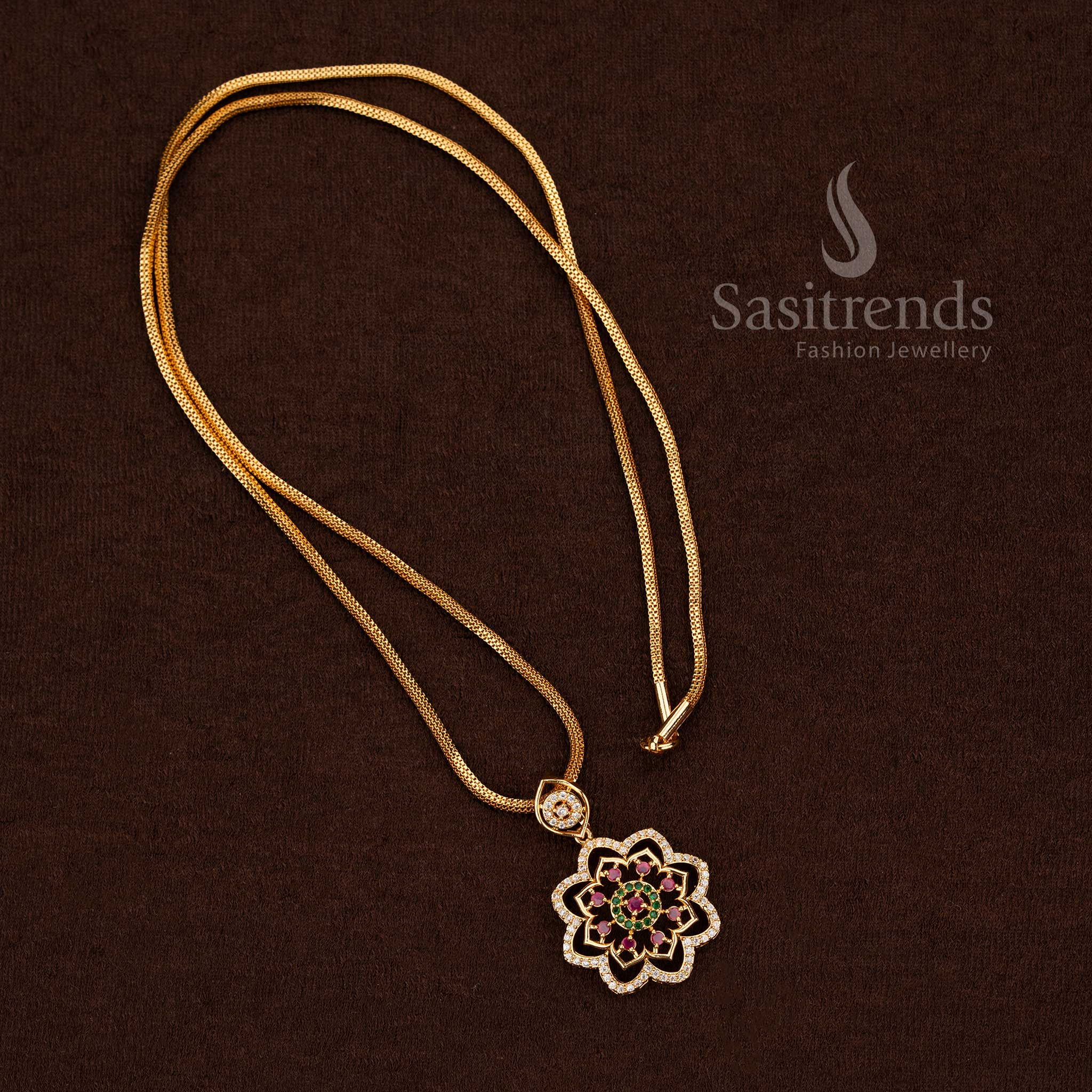 Exquisite Micro Gold Plated AD Stone Floral Chain Necklace for Grand Celebrations – Guaranteed - Image 4