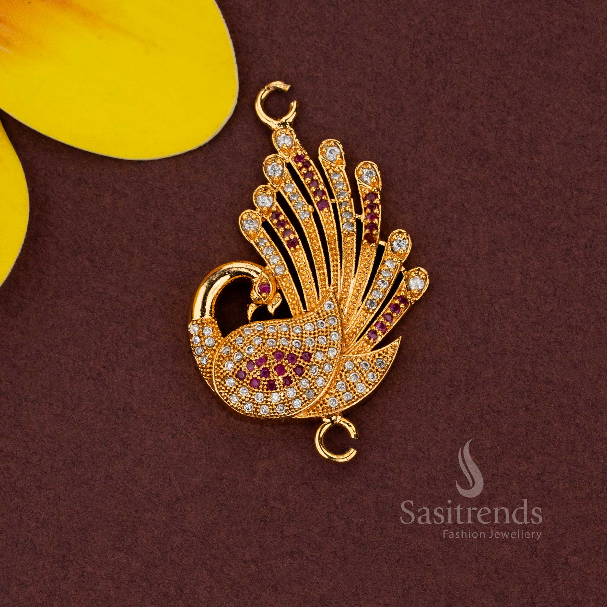 Exquisite Micro Gold Plated AD Stone Mugappu Pendant for Traditional Festive & Wedding Wear Jewellery - Guaranteed - Image 2