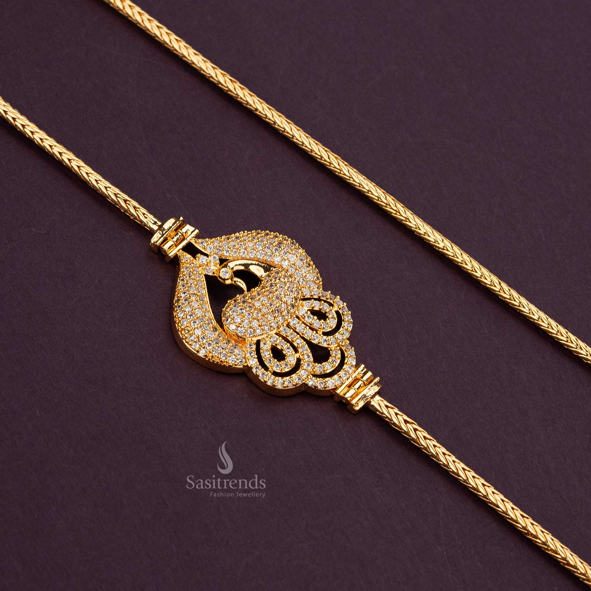 Latest Peacock Motif Micro Gold Plated Mugappu Chain for Women | Sasitrends - Image 7