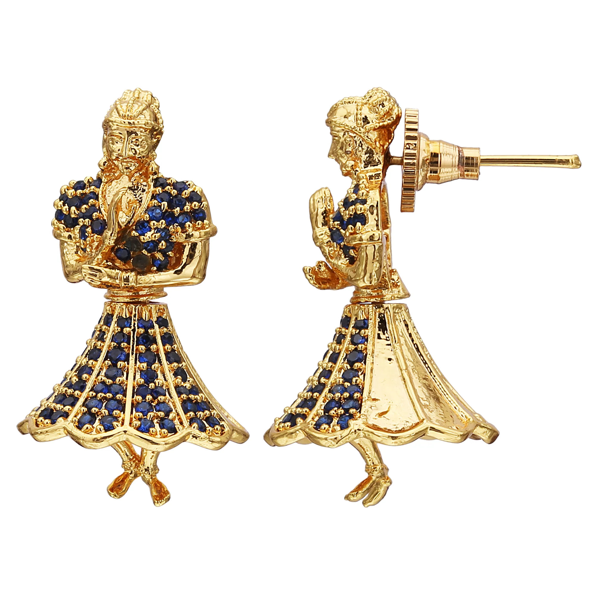 Exquisite Butta Bomma Motif Stone Jhumki Earrings – New Collection in Micro Gold Plating for Traditional Wear - Image 7