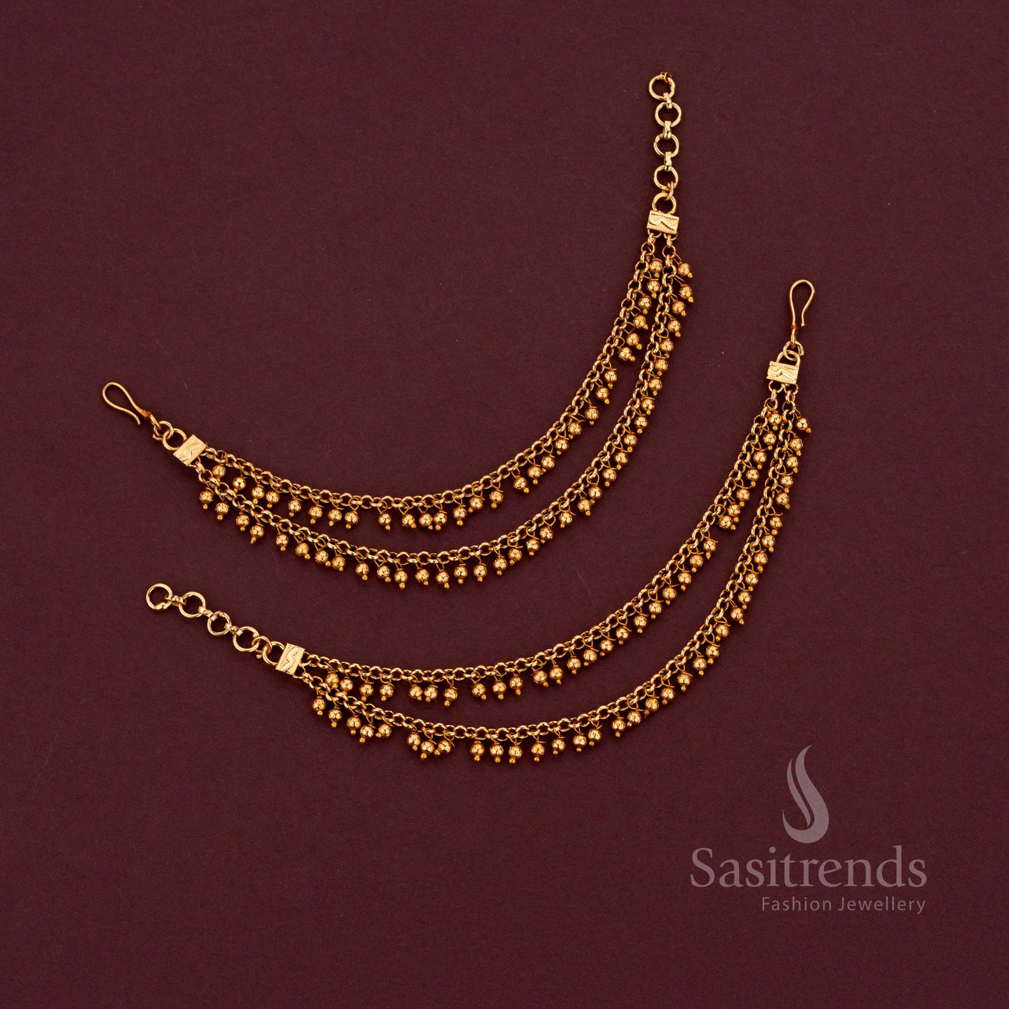 Beautiful Gold Plated Layer Matils With Golden Beads And Pearls Hangings – Perfect for Wedding & Bridal Wears - Sasitrends - Image 11