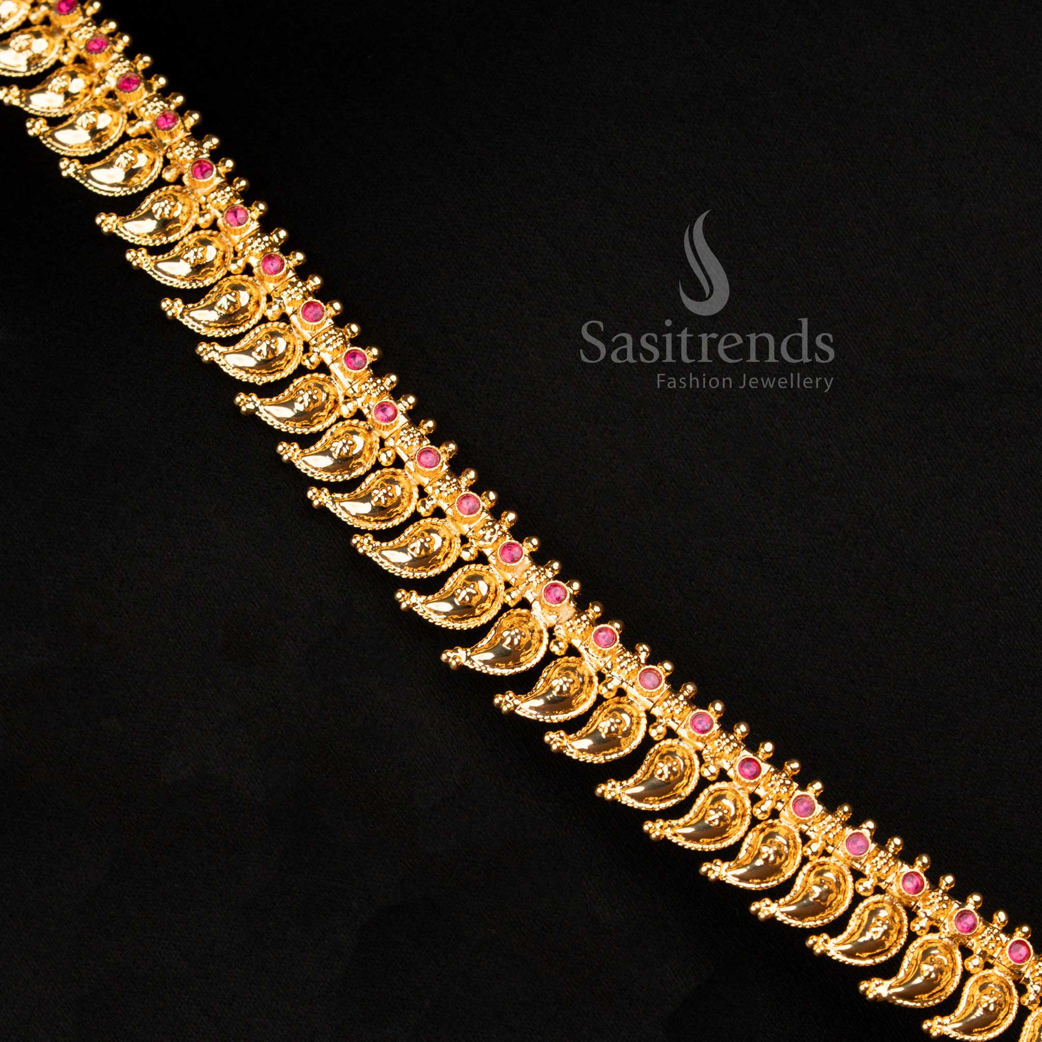 Guaranteed One Gram Micro Gold Plated Kerala Necklace Jewellery | Mango & Lakshmi Coin - Image 19