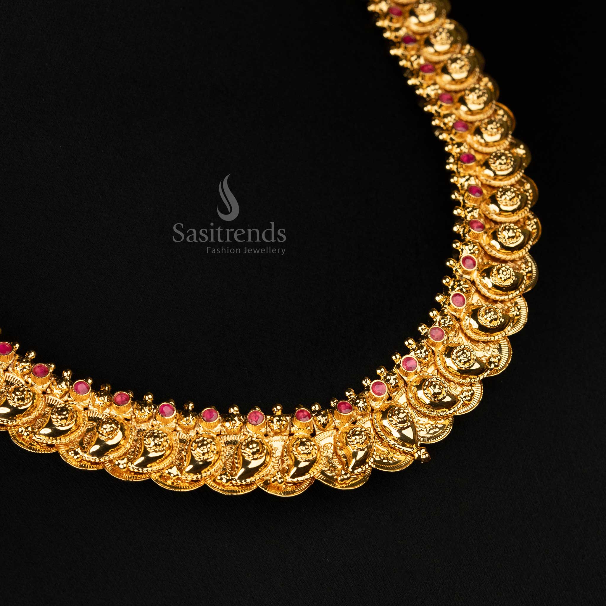 Guaranteed One Gram Micro Gold Plated Kerala Necklace Jewellery | Mango & Lakshmi Coin - Image 24