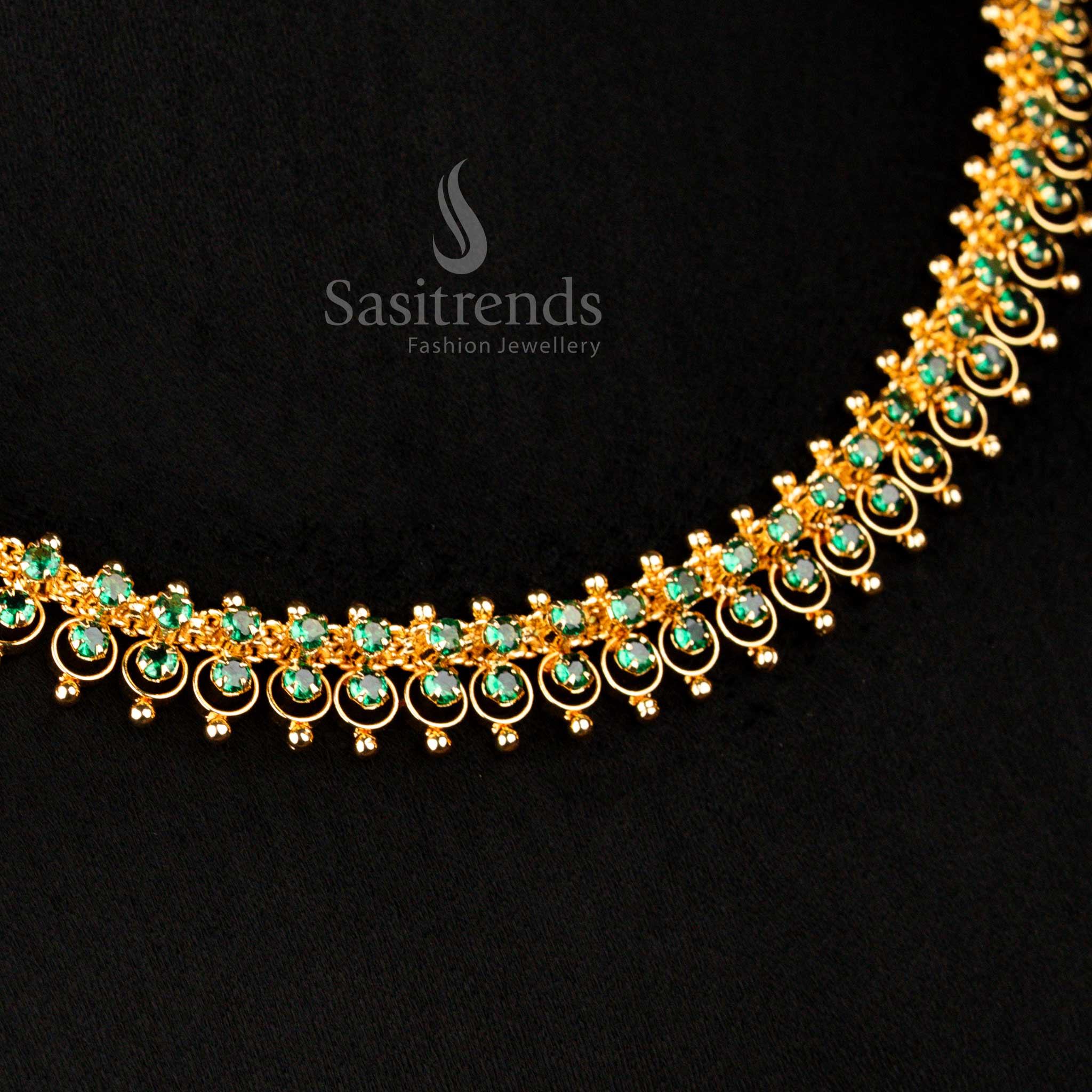 Micro Gold Plated Traditional Layered AD Stone Necklace – Intricate Multi-Row Circular Stone - Sasitrends - Image 13