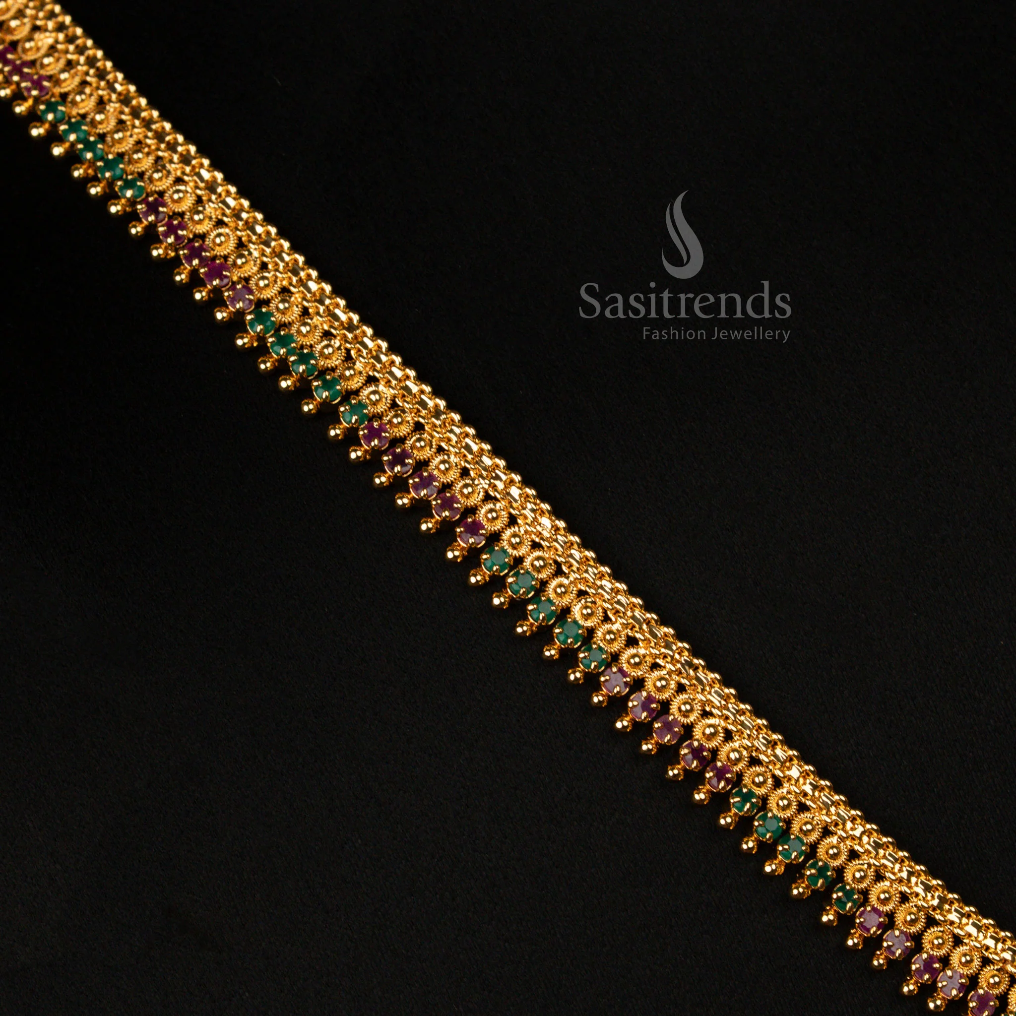 Sasitrends - Traditional Grand One Gram Micro Gold Long Haram Necklace - Image 6