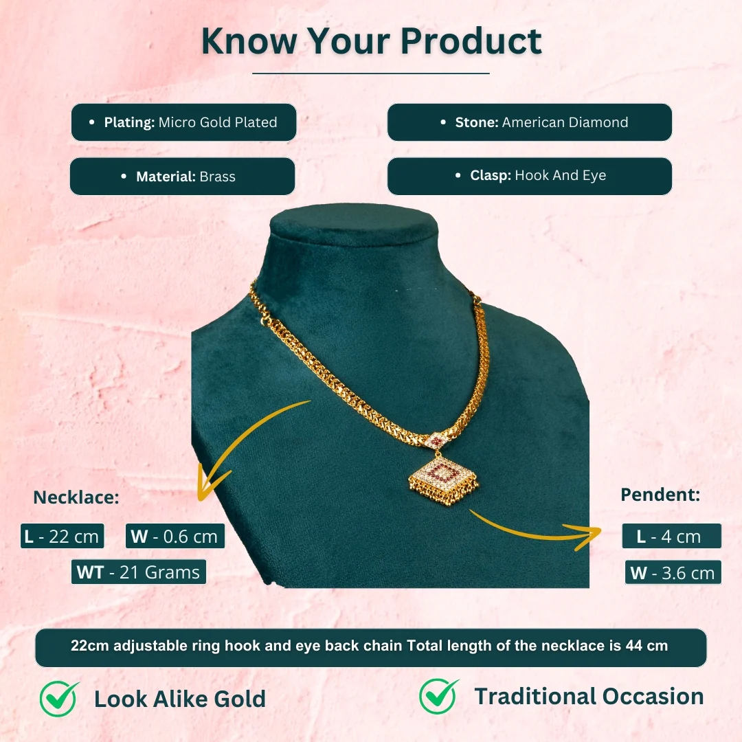 Sasitrends - Elegant One Gram Micro Gold-Plated Chain Triangular Pendant Necklace - Image 3