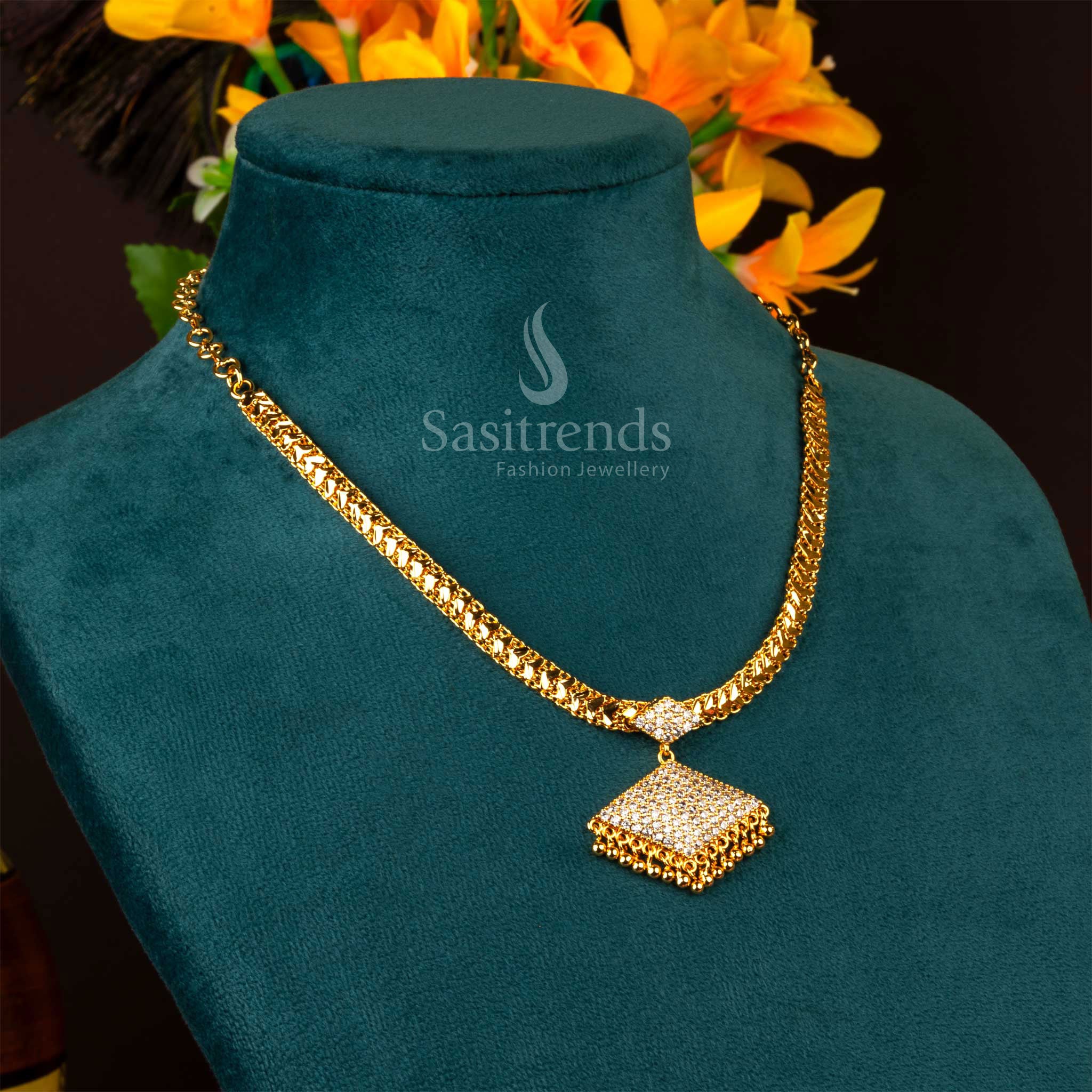 Sasitrends - Elegant One Gram Micro Gold-Plated Chain Triangular Pendant Necklace - Image 4