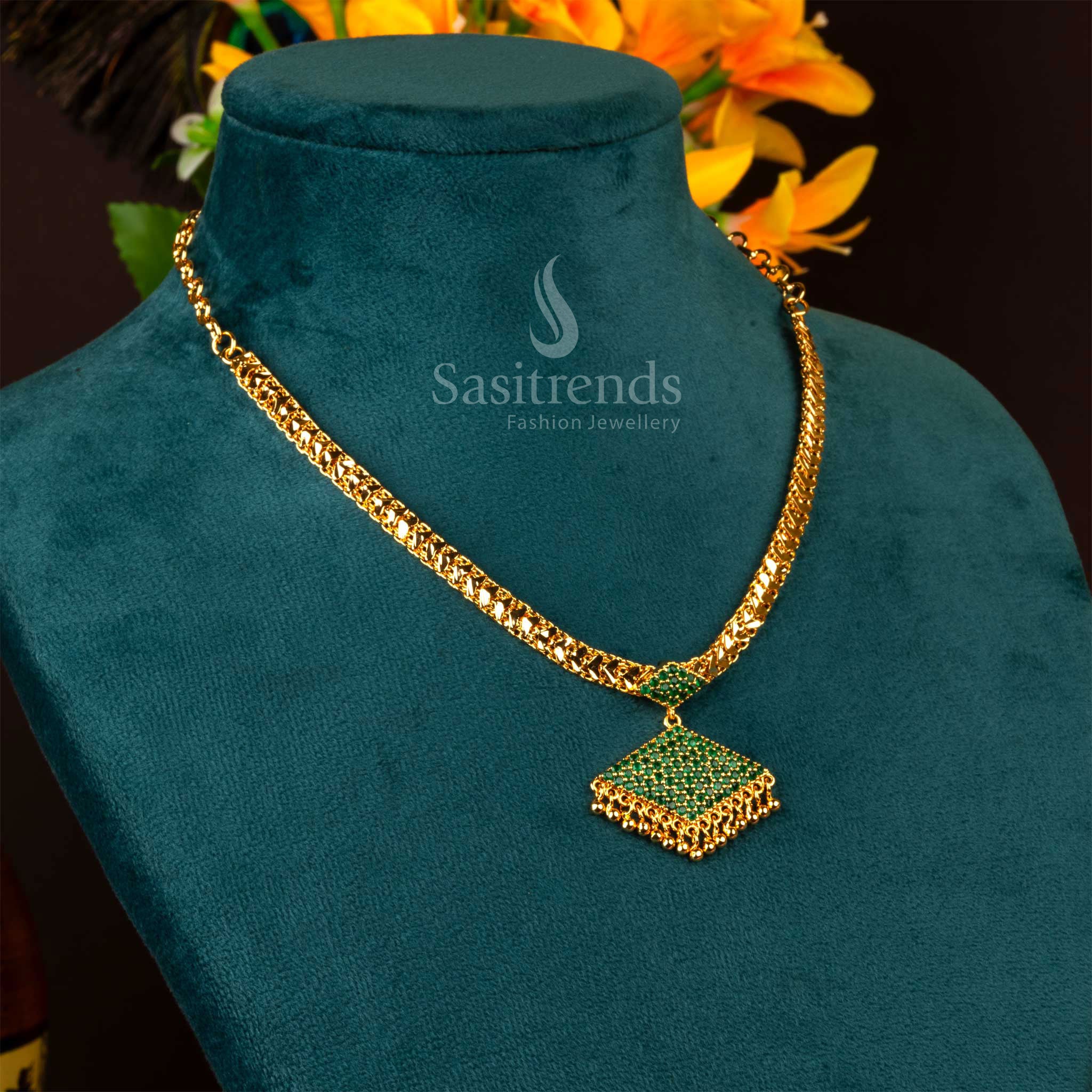 Sasitrends - Elegant One Gram Micro Gold-Plated Chain Triangular Pendant Necklace - Image 5