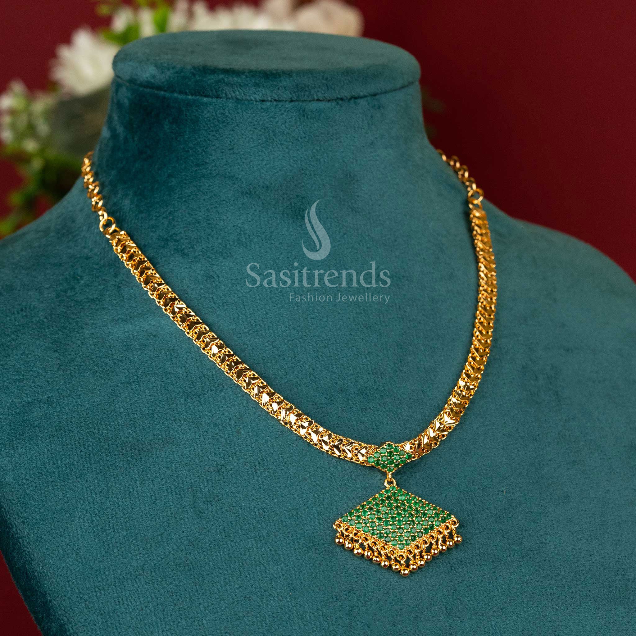 Sasitrends - Elegant One Gram Micro Gold-Plated Chain Triangular Pendant Necklace - Image 7