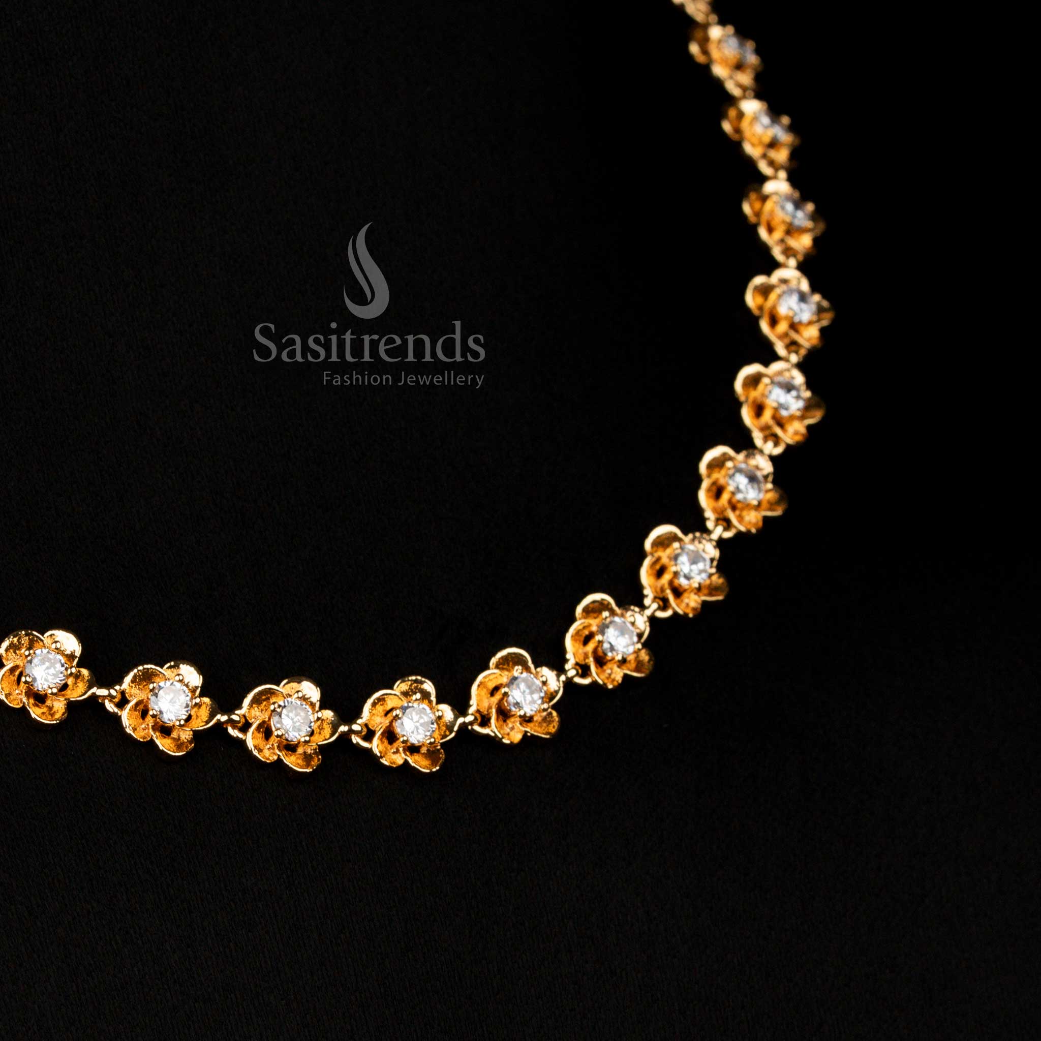 Collection Of Guaranteed Impon Addigai Micro Gold Plated Round & Floral AD Stone Necklace – Sasitrends - Image 20