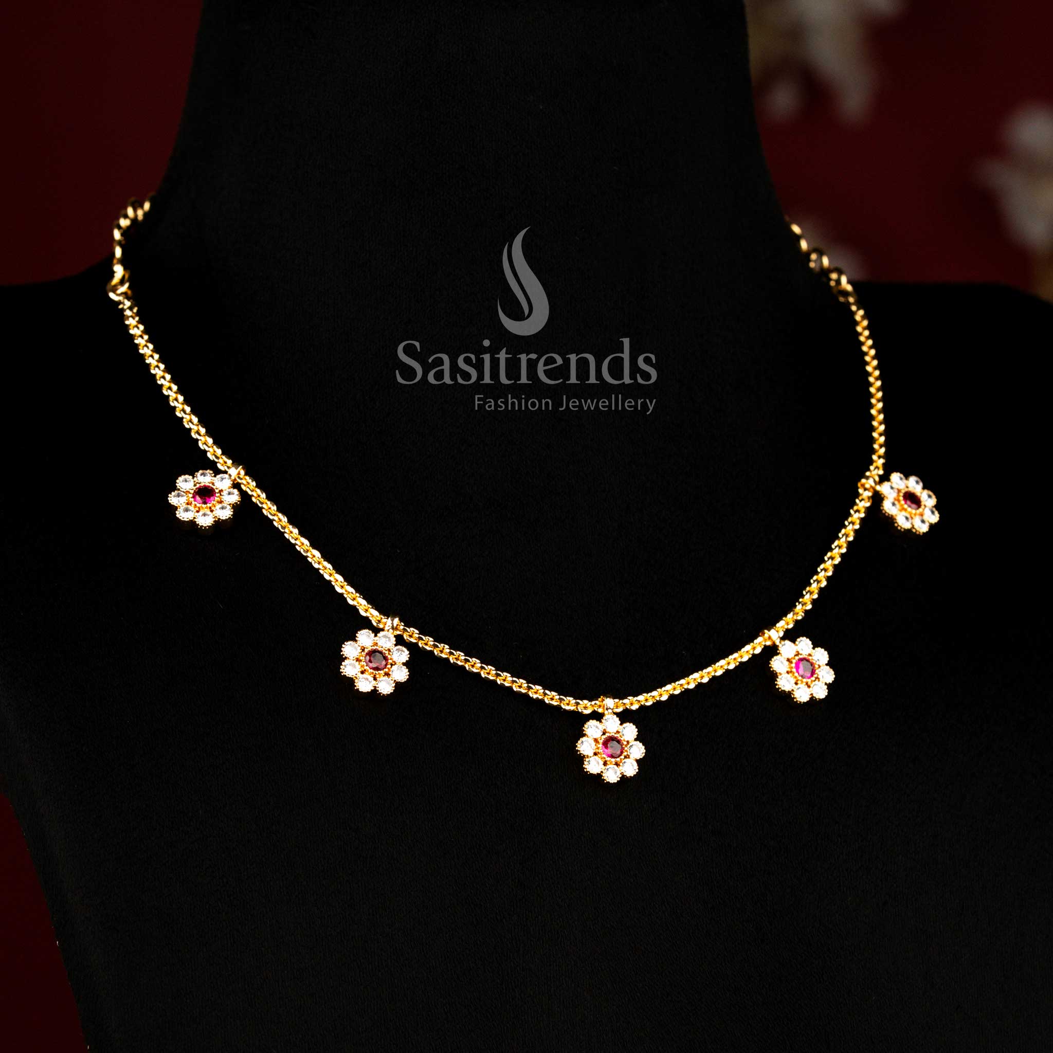 Collection Of Guaranteed Impon Addigai Micro Gold Plated Round & Floral AD Stone Necklace – Sasitrends - Image 24