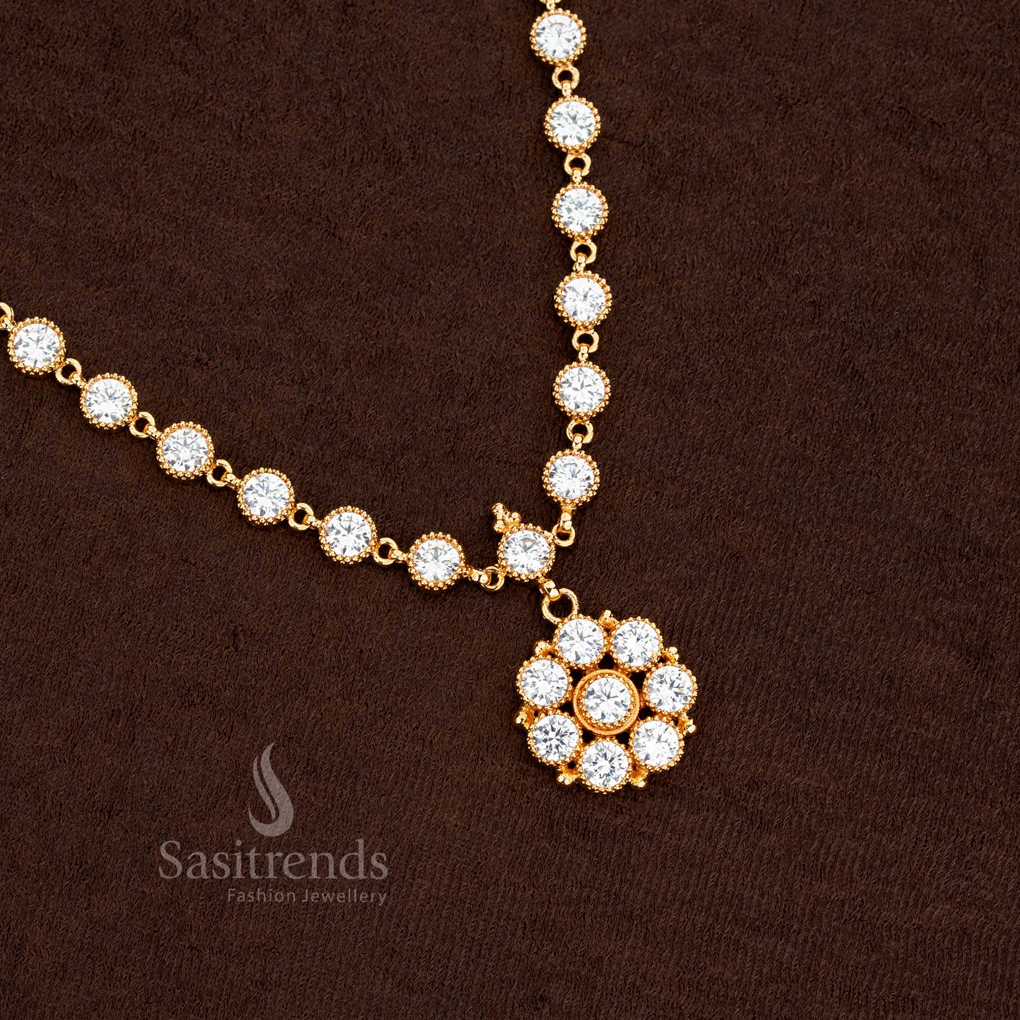 Collection Of Guaranteed Impon Addigai Micro Gold Plated Round & Floral AD Stone Necklace – Sasitrends - Image 8