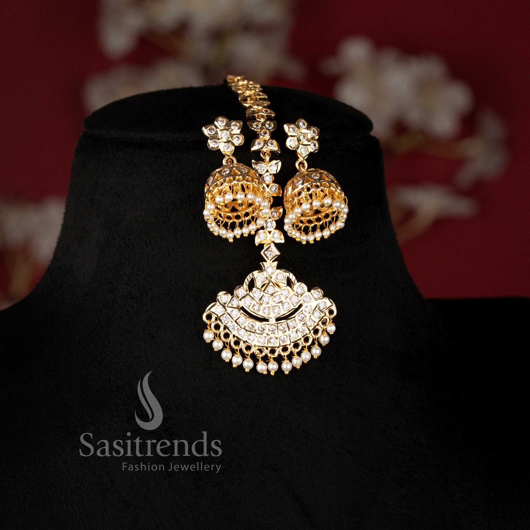 Guaranteed Impon Micro Gold Plated Traditional Mango Addigai Short & Long Bridal Necklace Set with Tikka for Wedding Wear - Sasitrends - Image 15