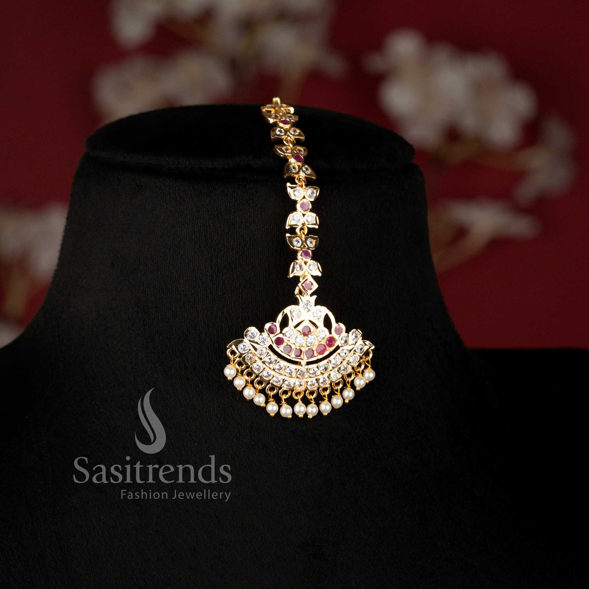 Guaranteed Impon Micro Gold Plated Traditional Mango Addigai Short & Long Bridal Necklace Set with Tikka for Wedding Wear - Sasitrends - Image 17