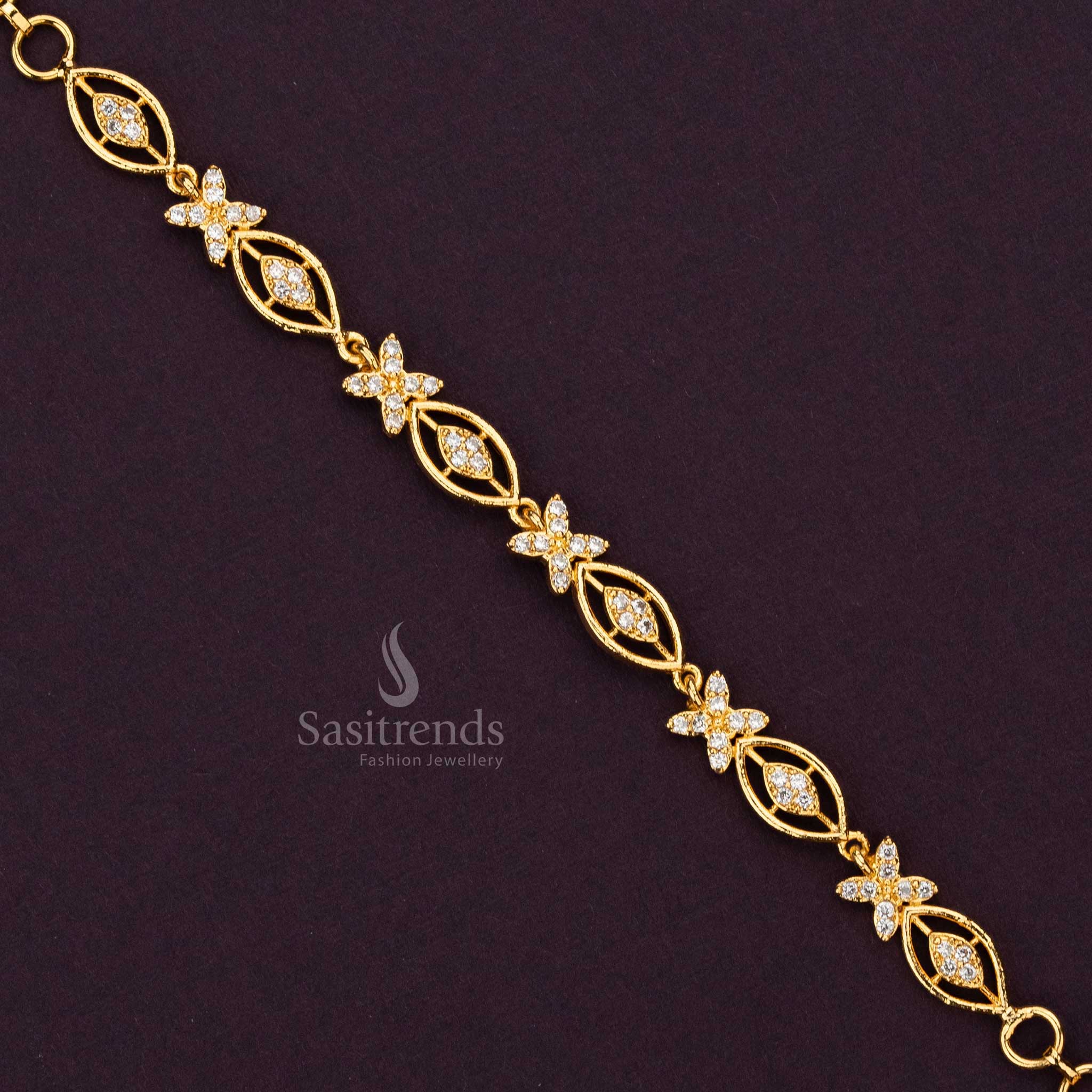 Guaranteed Micro Gold Plated AD Stone Studded Bracelet Collection | Ruby & White Variations - Sasitrends - Image 10