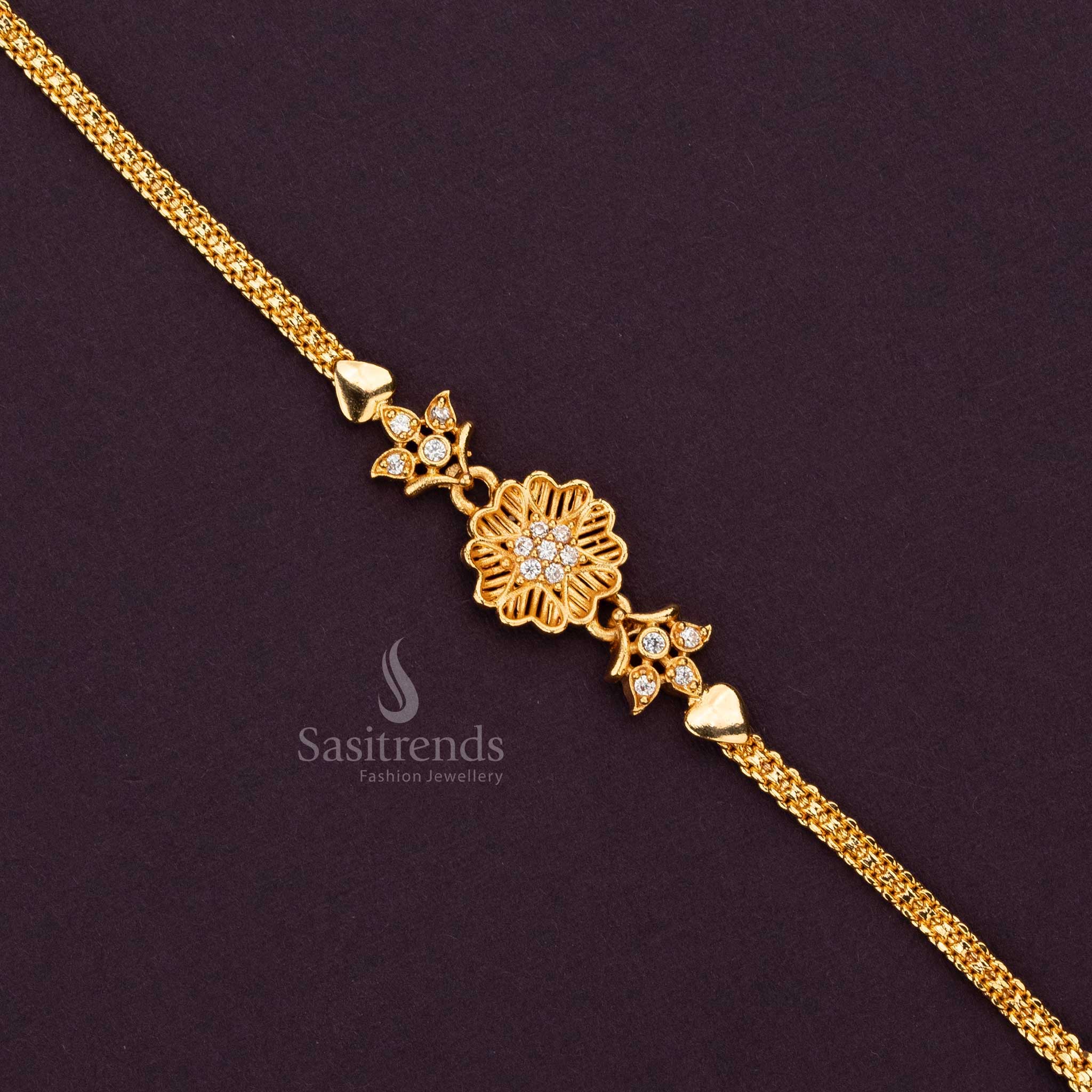Guaranteed Micro Gold Plated AD Stone Studded Bracelet Collection | Ruby & White Variations - Sasitrends - Image 8