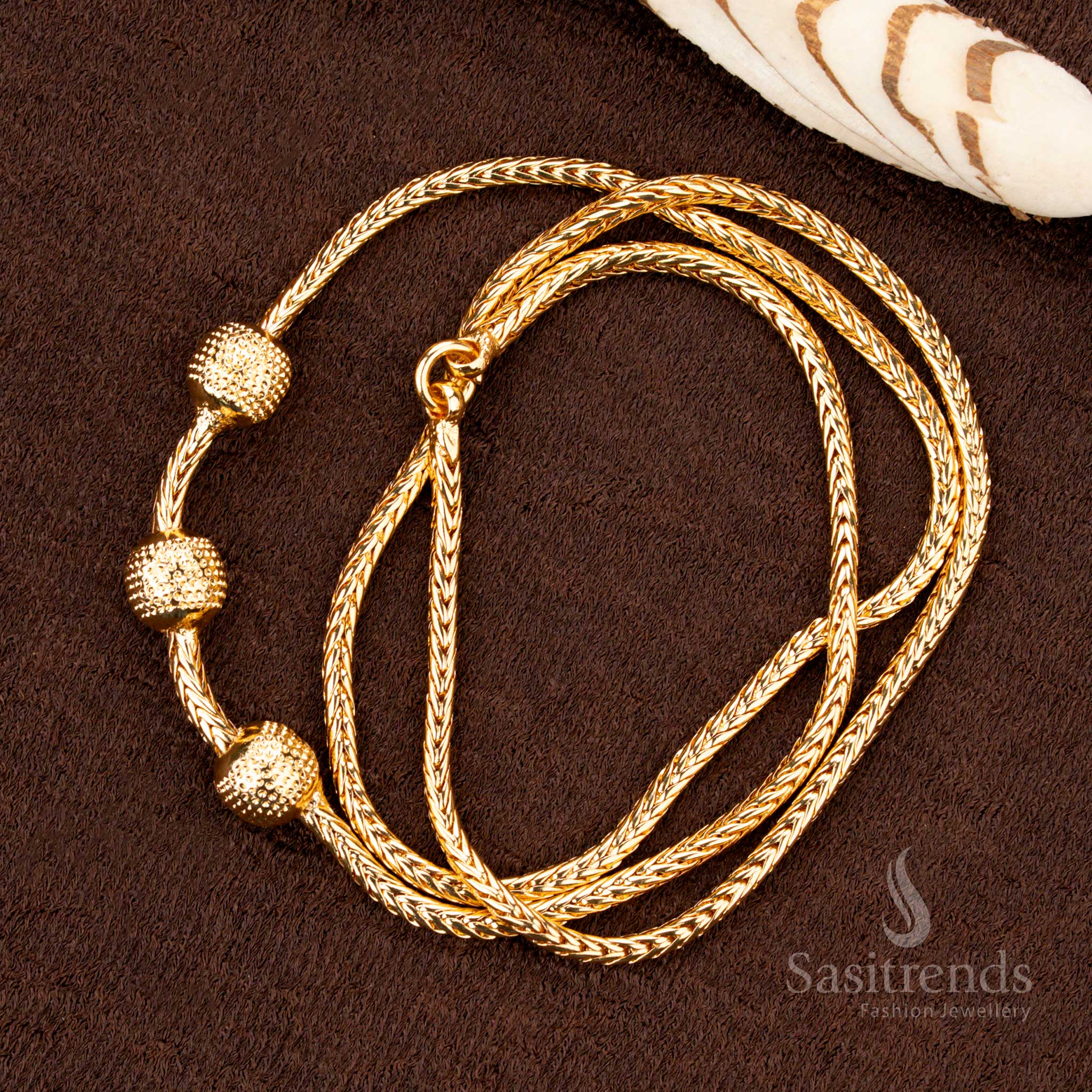 Elegant Micro Gold Plated Ball Design Mugappu Chain for Daily Wear - Sasitrends - Image 10