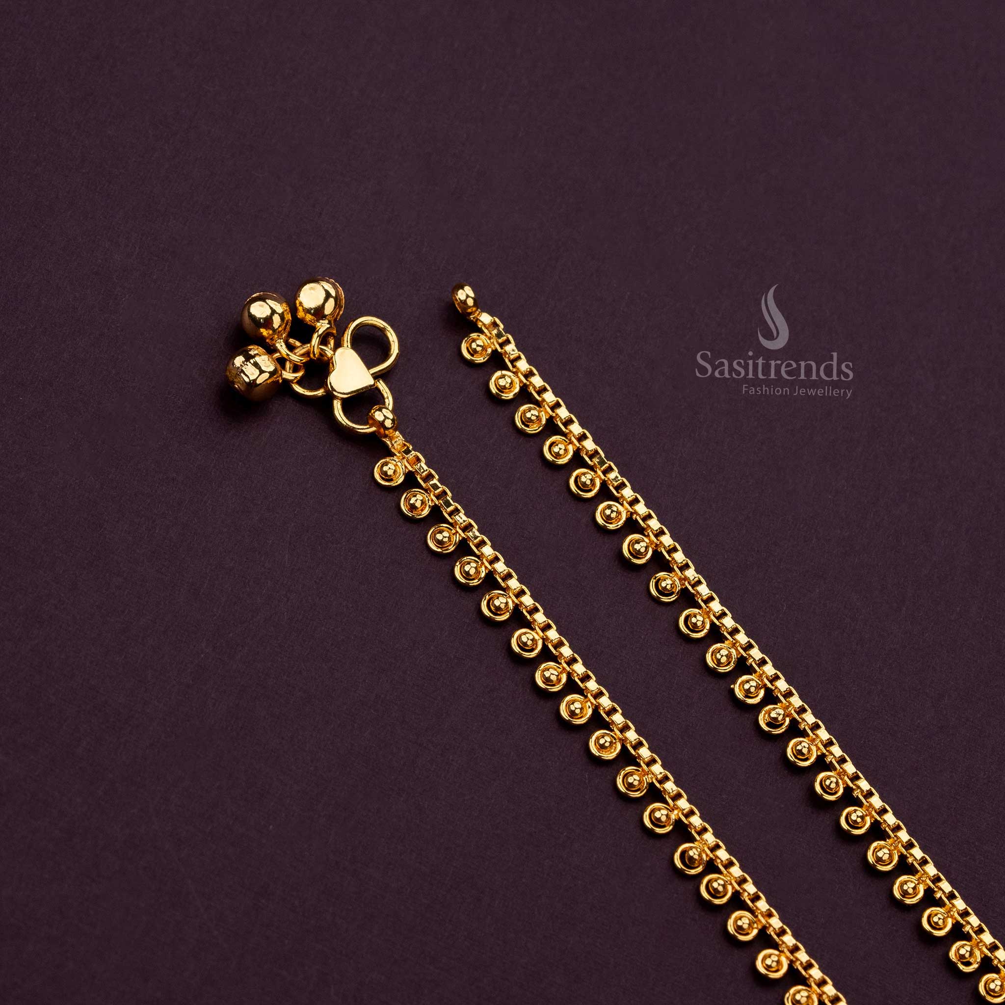 Exquisite One Gram Micro Gold Plated Anklets with Intricate Detailing - Sasitrends - Image 3