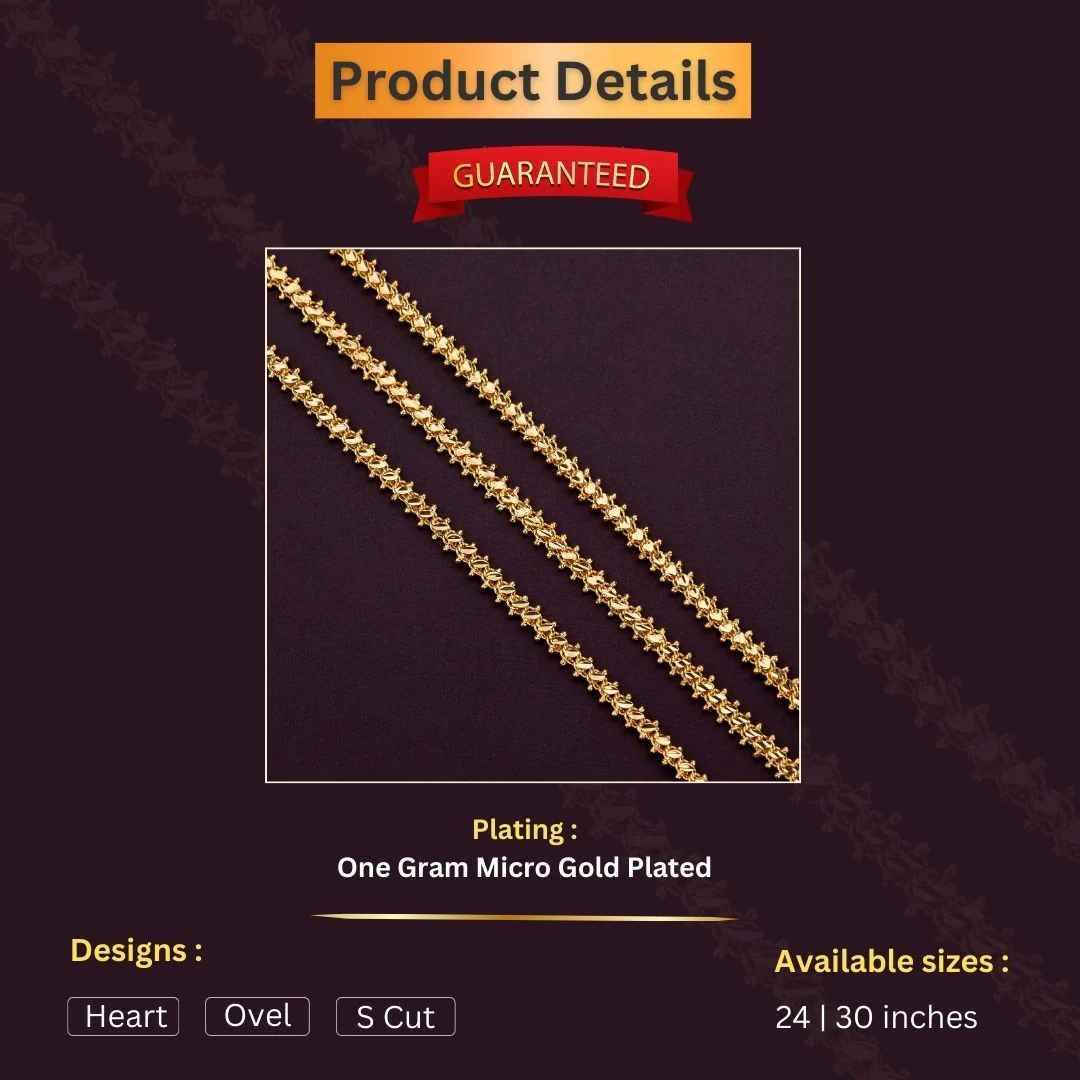 Attractive Micro Gold Plated Designer Chain with Lifetime Guarantee - Sasitrends - Image 4
