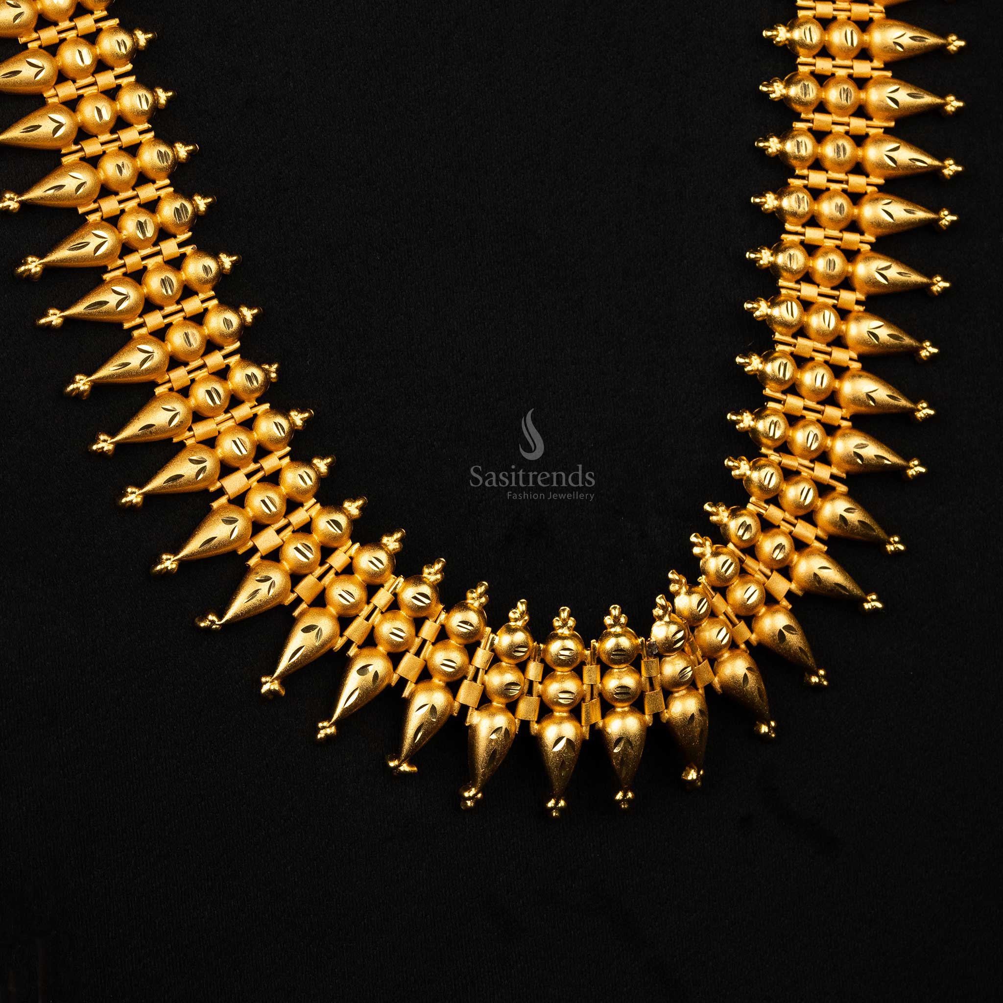 Sasitrends | Micro Gold Plated Kerala Style Mullapoo Haram Two-Line Long Haram Necklace - Image 7