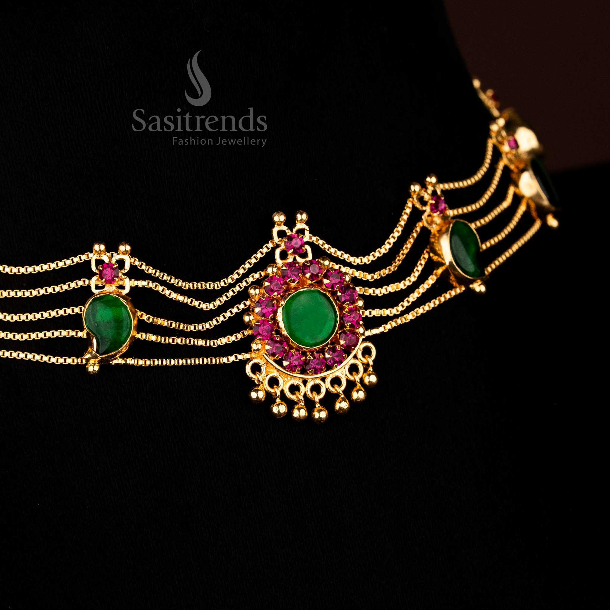 Sasitrends - One Gram Micro Gold Plated Kerala Palakka, Mango, Nagapadam Choker Necklace Jewellery Set - Image 13