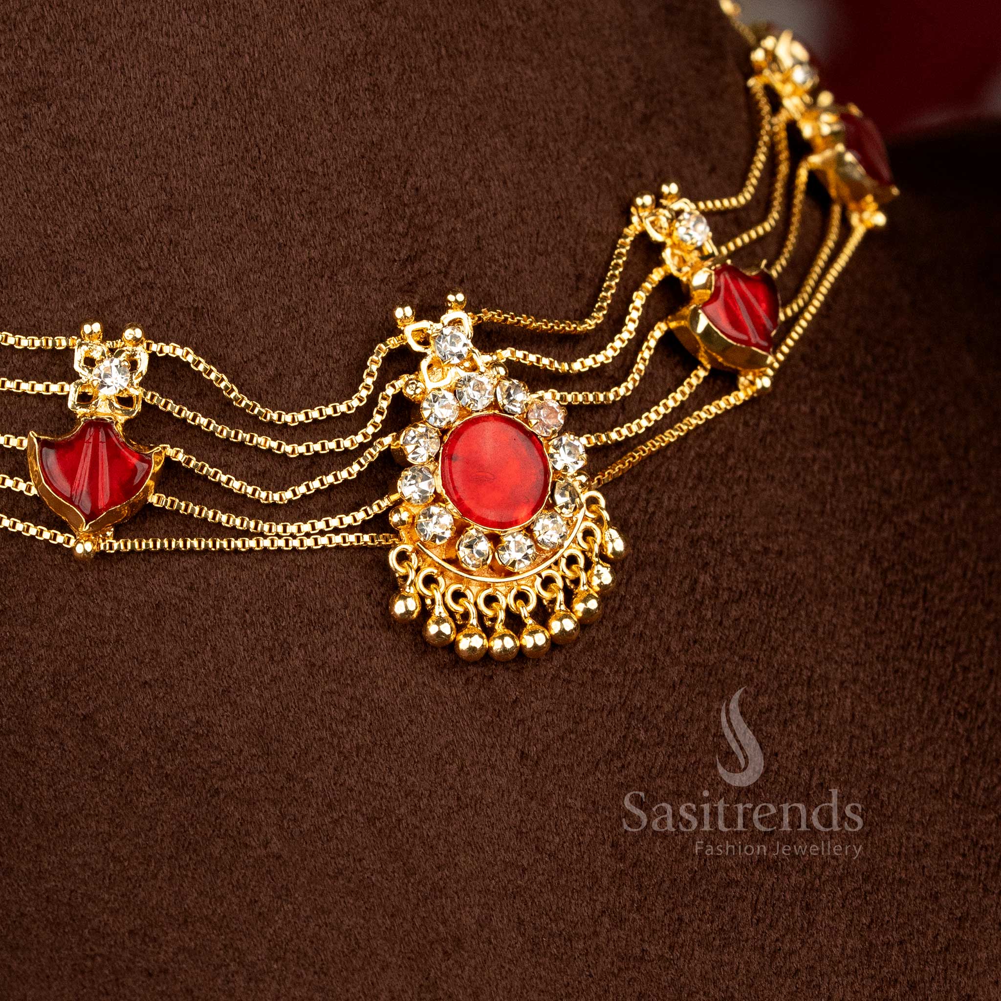 Sasitrends - One Gram Micro Gold Plated Kerala Palakka, Mango, Nagapadam Choker Necklace Jewellery Set - Image 15