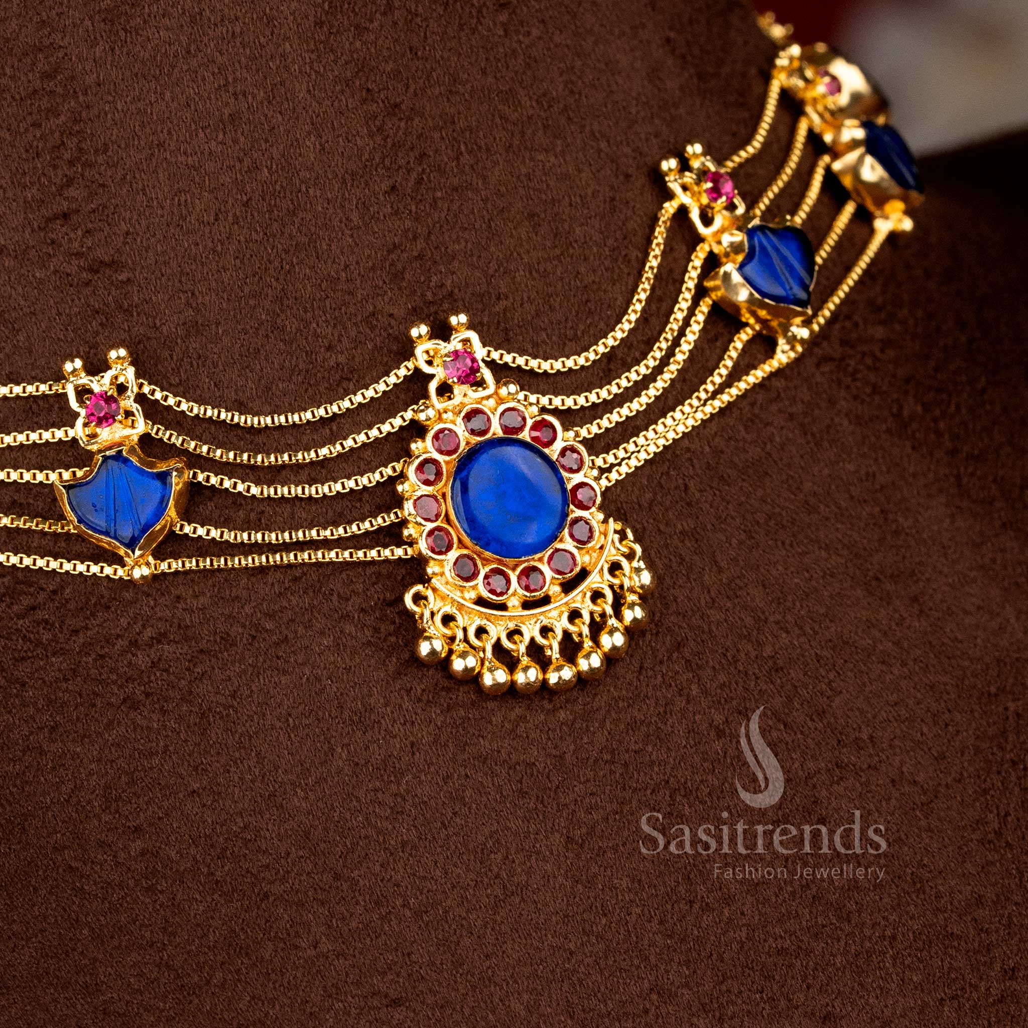 Sasitrends - One Gram Micro Gold Plated Kerala Palakka, Mango, Nagapadam Choker Necklace Jewellery Set - Image 17