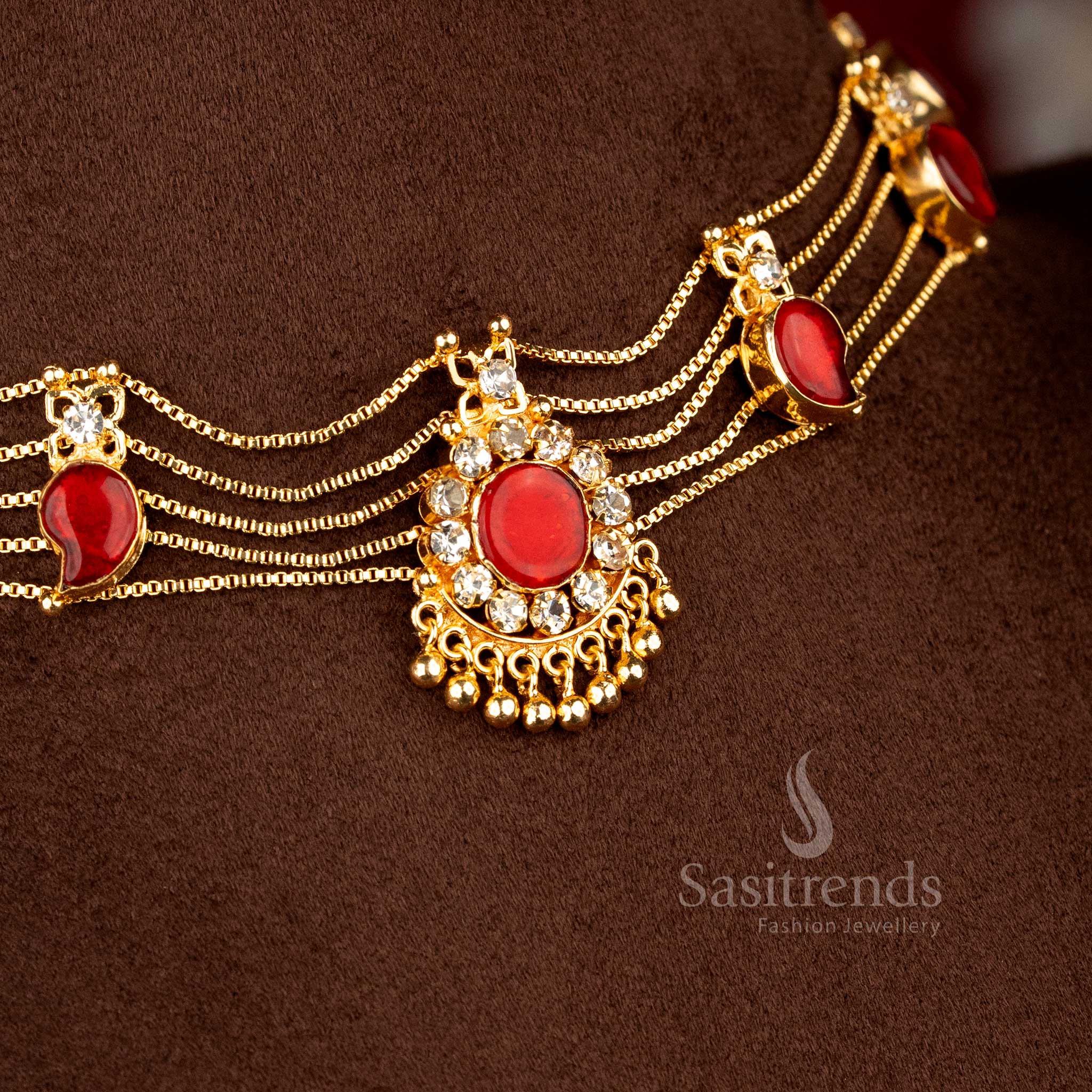 Sasitrends - One Gram Micro Gold Plated Kerala Palakka, Mango, Nagapadam Choker Necklace Jewellery Set - Image 20