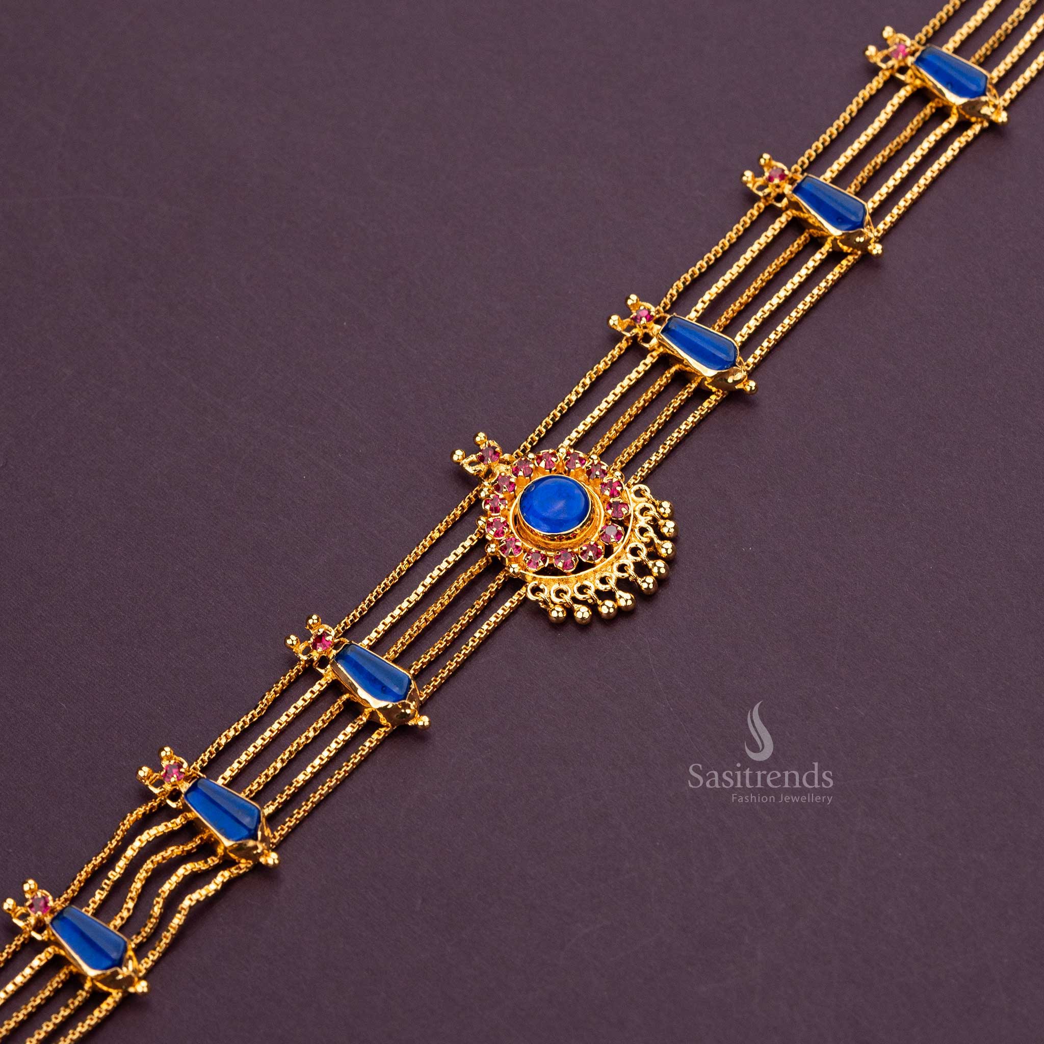 Sasitrends - One Gram Micro Gold Plated Kerala Palakka, Mango, Nagapadam Choker Necklace Jewellery Set - Image 6