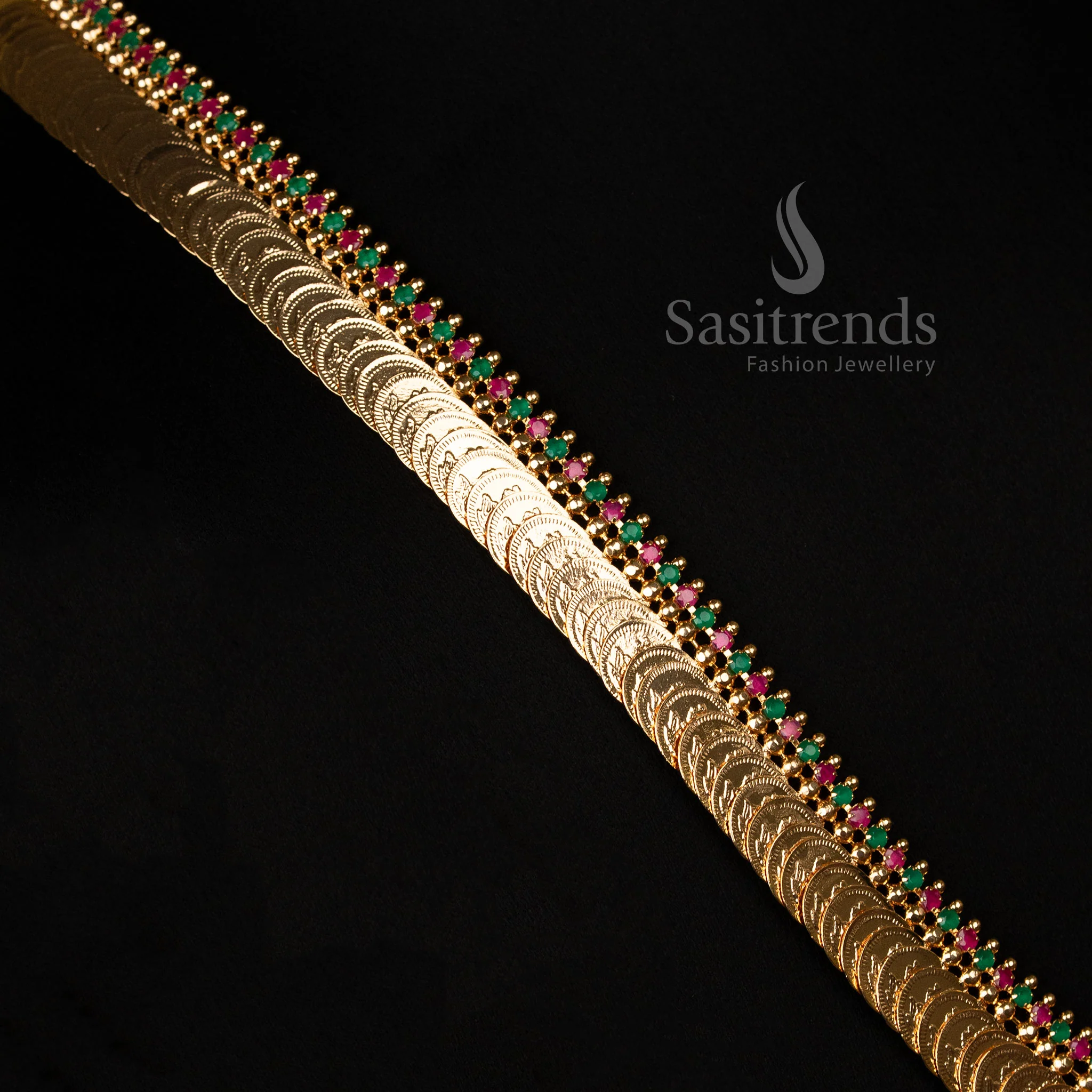 Guaranteed Micro Gold Plated American Diamond Stone Lakshmi Coin Short and Long Necklace - Sasitrends - Image 5