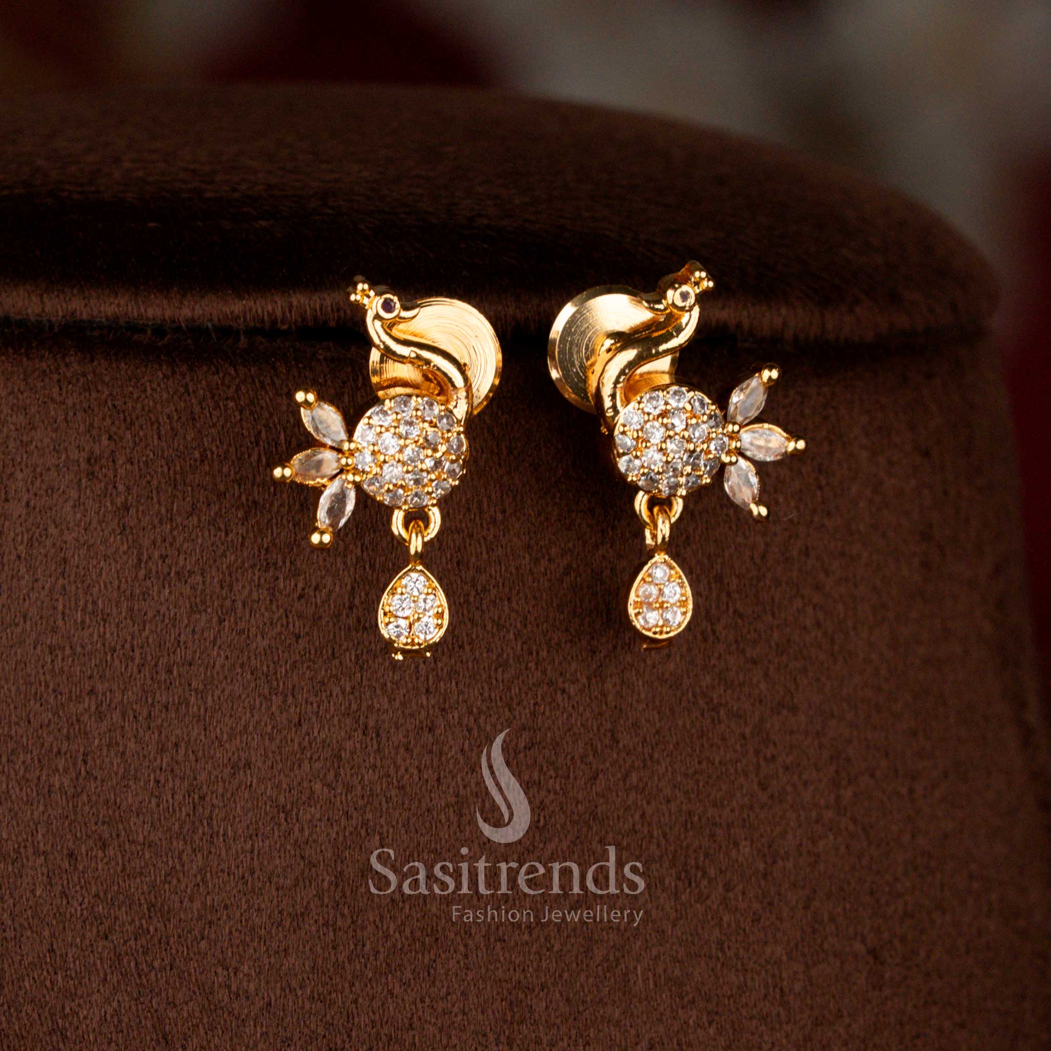 Guaranteed Micro Gold Plated Peacock Pendant Necklace Set with Sparkling American Diamonds – One Gram Jewellery - Image 4