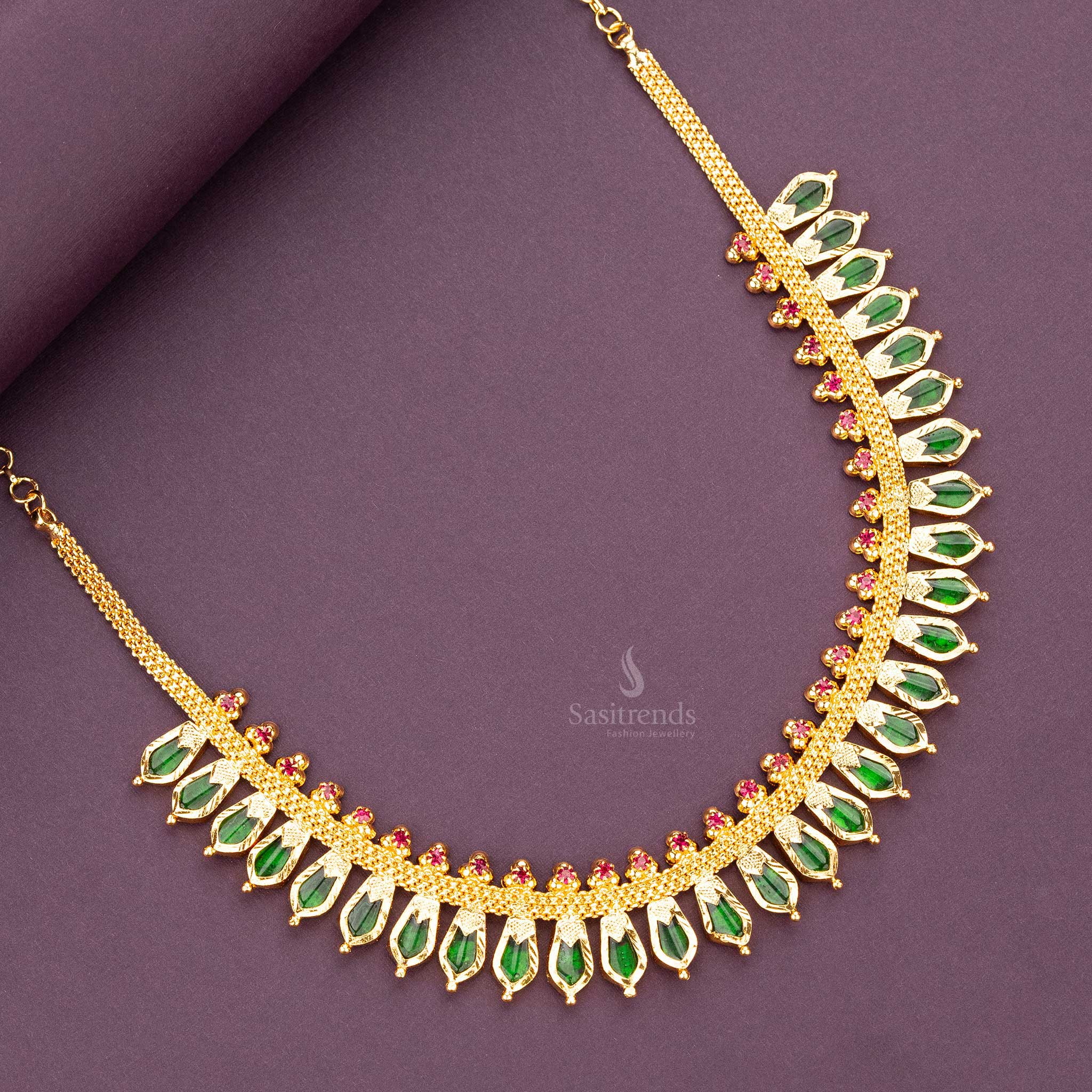 Traditional Micro Gold Plated Nagapadam Necklace – One Gram Real Gold Look | Sasitrends - Image 16