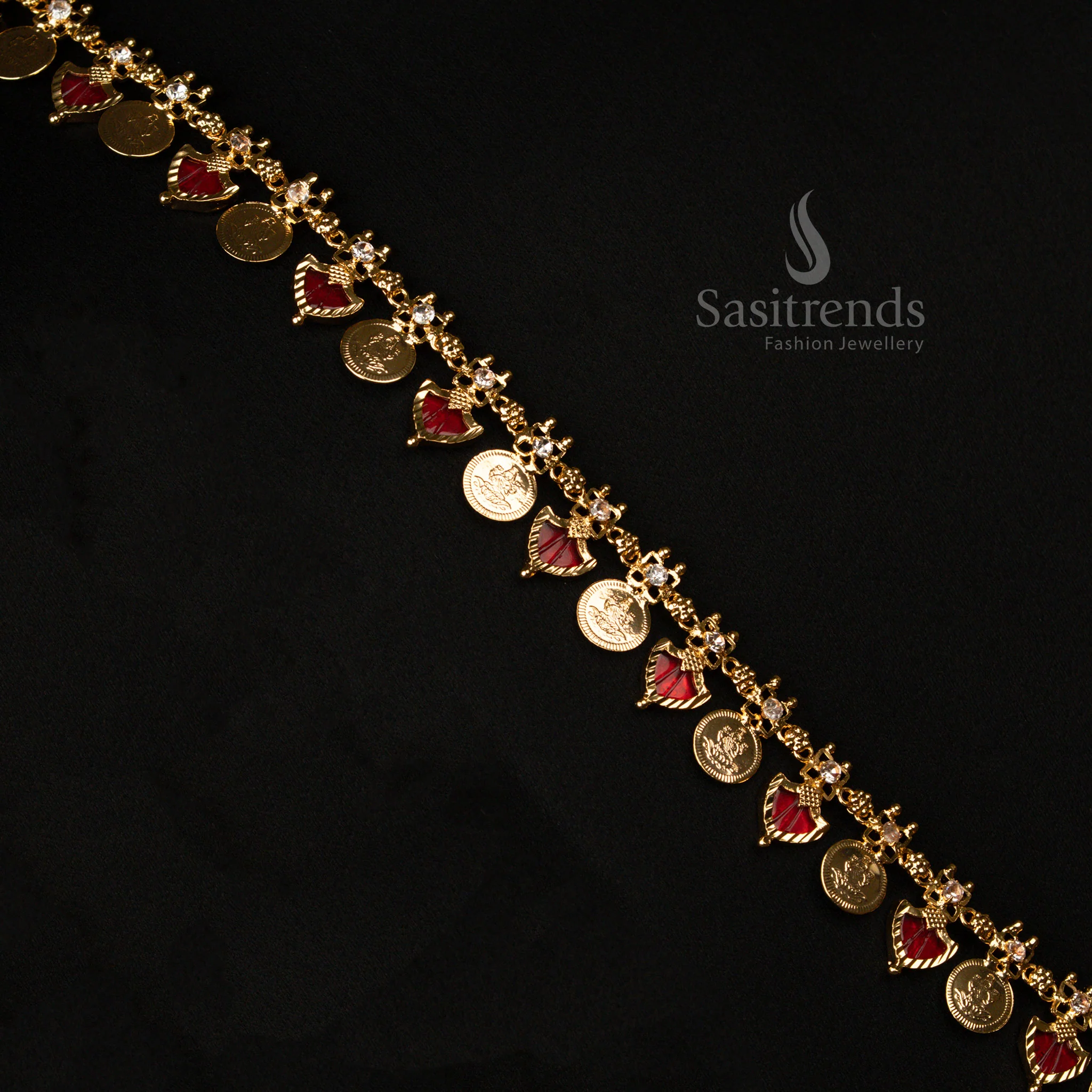 Sasitrends - Kerala Palakka Lakshmi Coin Long Necklace - Micro Gold Plated, One Gram, Flexible Chain Design - Image 9