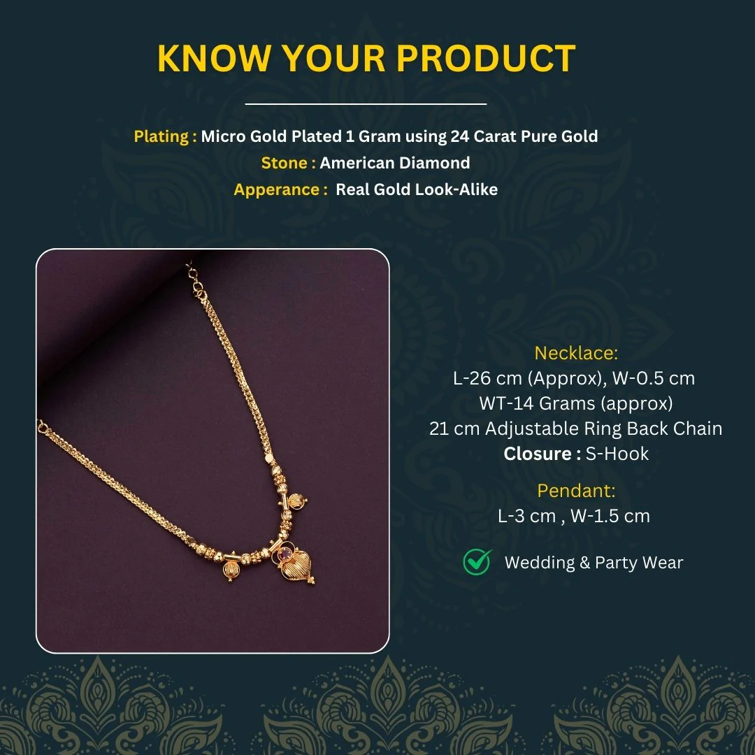 Guaranteed Micro Gold Plated Necklace with Ruby Accent | Ornate Design for Traditional Elegance - Sasitrends - Image 2